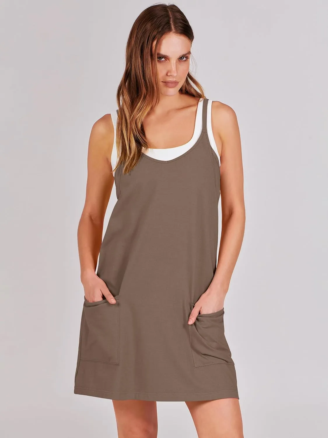 ANRABESS Women Athletic Dress Summer Tennis Workout Active Sports Mini Romper Dress Built in Shorts Travel Vacation Clothes