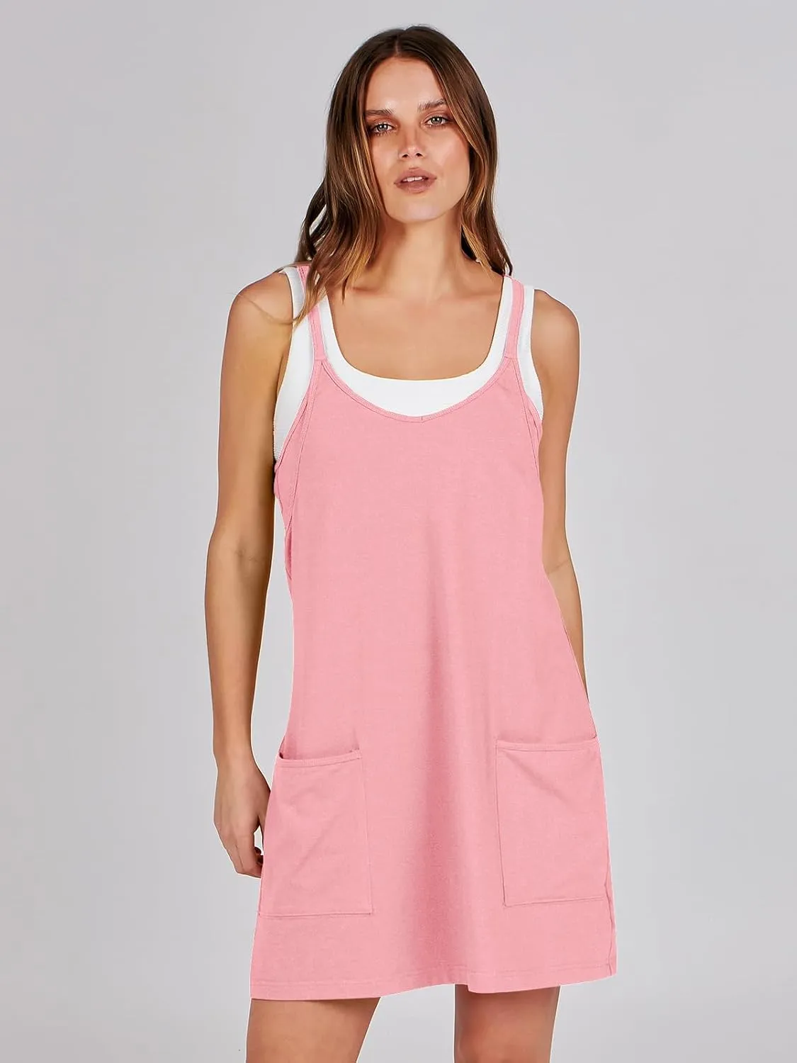 ANRABESS Women Athletic Dress Summer Tennis Workout Active Sports Mini Romper Dress Built in Shorts Travel Vacation Clothes