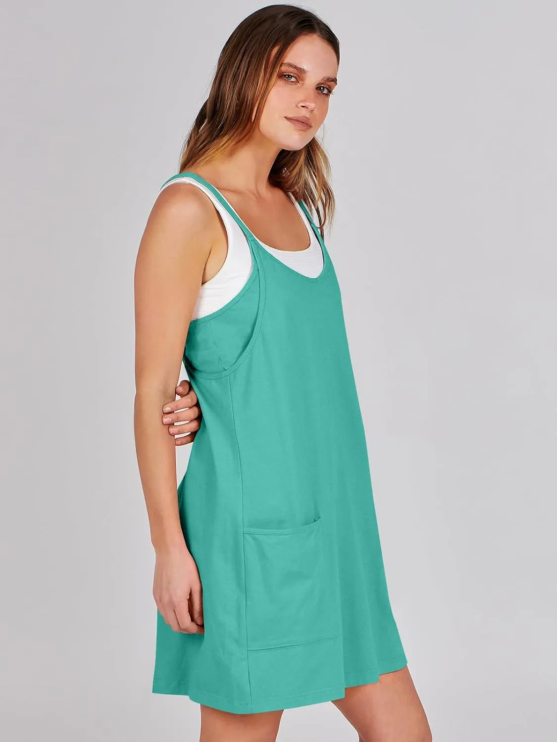 ANRABESS Women Athletic Dress Summer Tennis Workout Active Sports Mini Romper Dress Built in Shorts Travel Vacation Clothes