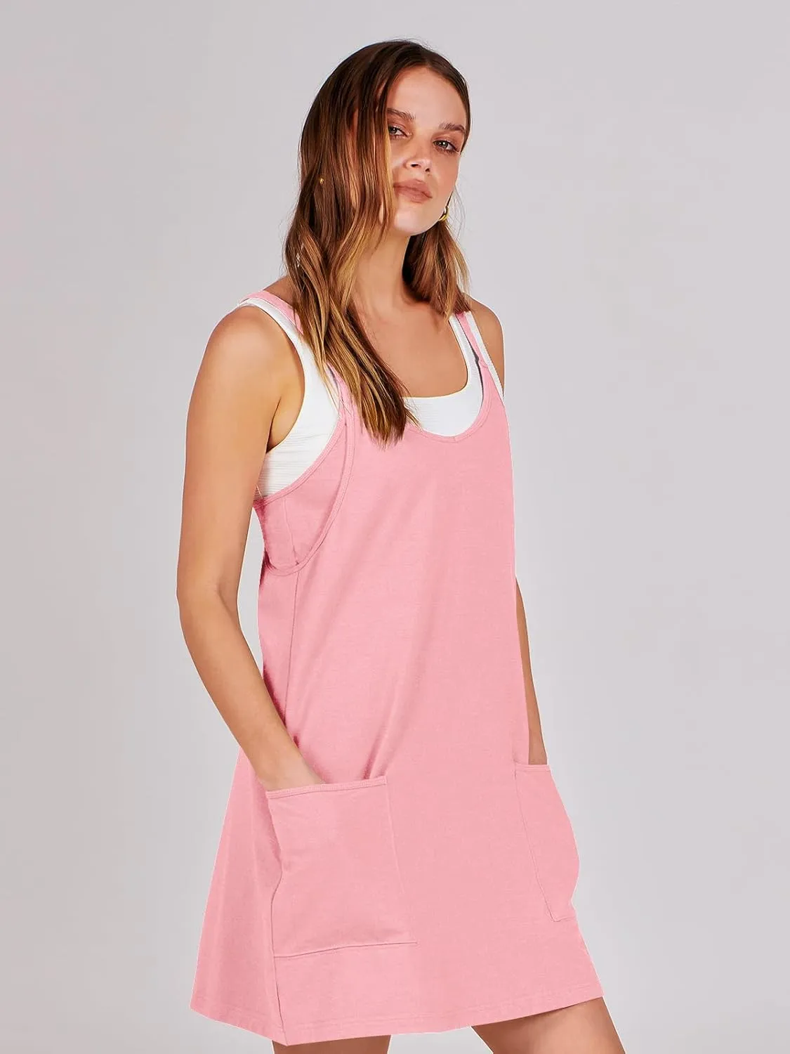 ANRABESS Women Athletic Dress Summer Tennis Workout Active Sports Mini Romper Dress Built in Shorts Travel Vacation Clothes