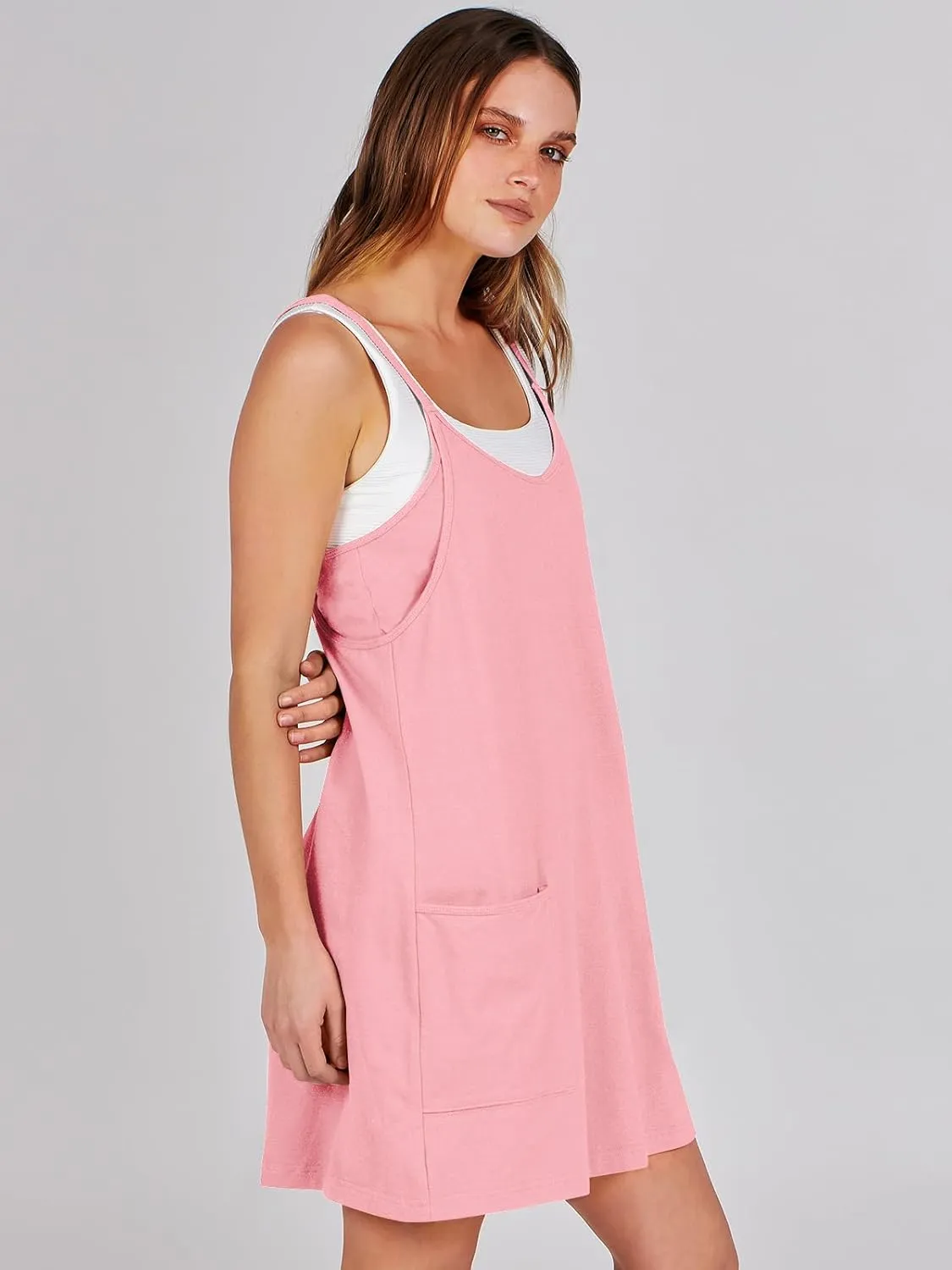 ANRABESS Women Athletic Dress Summer Tennis Workout Active Sports Mini Romper Dress Built in Shorts Travel Vacation Clothes