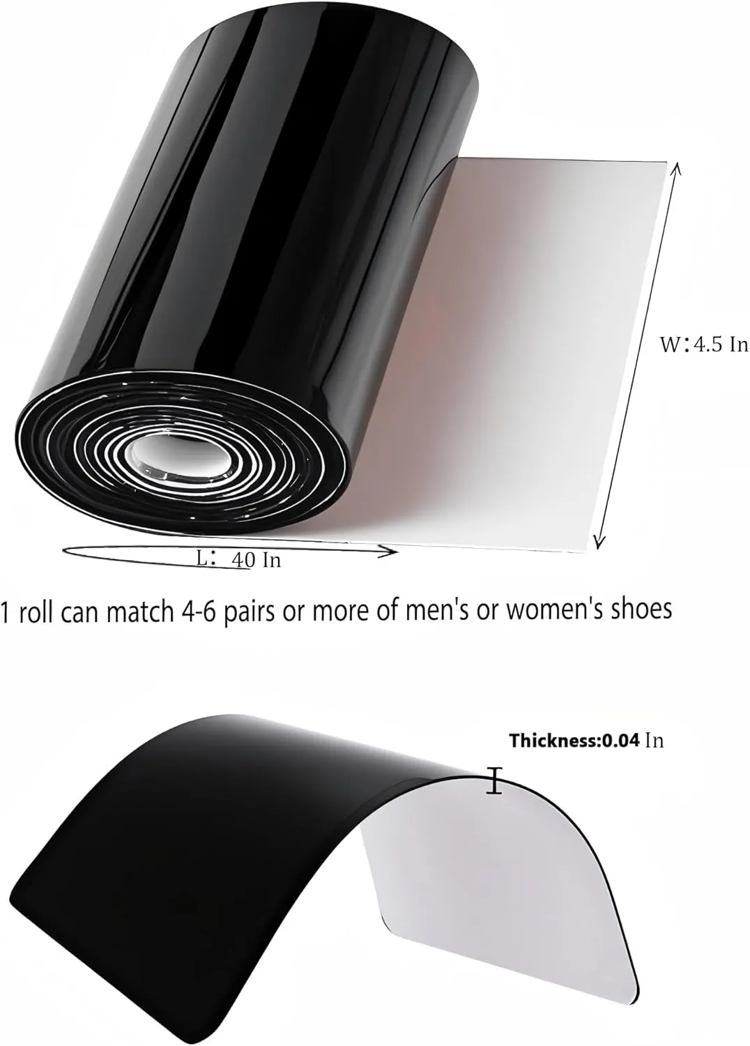 Anti-Slip Shoe Sole Protector Pads for High-Heels,Silicone Anti Slip Shoe Grips on Bottom of Shoes,Self-Adhesive Sole Guard for Shoes | Smooth Surface Traction(4.5 in*40 in Mirror Black)