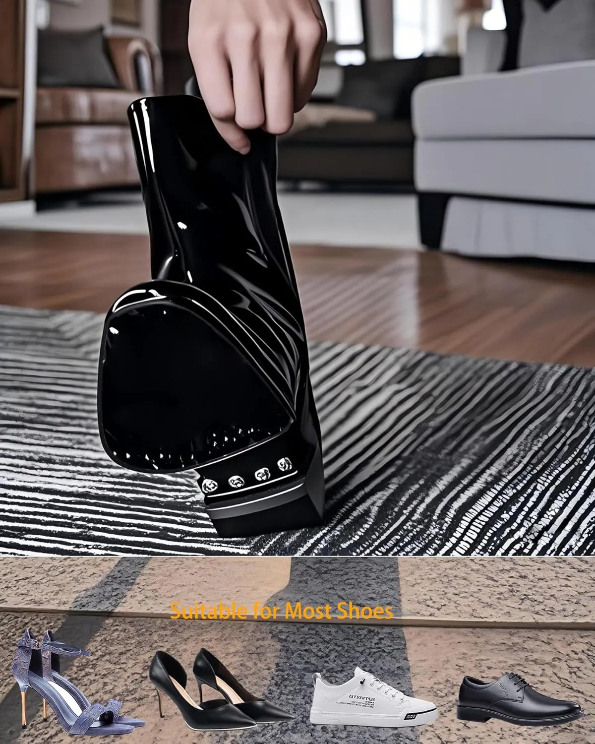 Anti-Slip Shoe Sole Protector Pads for High-Heels,Silicone Anti Slip Shoe Grips on Bottom of Shoes,Self-Adhesive Sole Guard for Shoes | Smooth Surface Traction(4.5 in*40 in Mirror Black)
