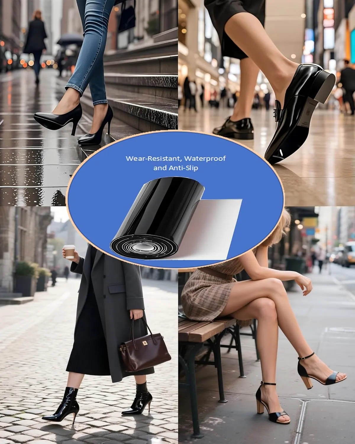 Anti-Slip Shoe Sole Protector Pads for High-Heels,Silicone Anti Slip Shoe Grips on Bottom of Shoes,Self-Adhesive Sole Guard for Shoes | Smooth Surface Traction(4.5 in*40 in Mirror Black)