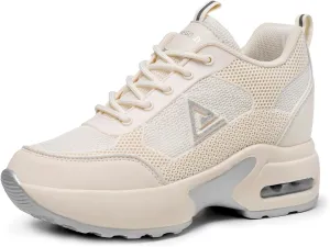 AONEGOLD Womens Knit Platform Hidden Wedges Sneaker High Top Athletic Walking Shoes High Heel Mesh Fashion