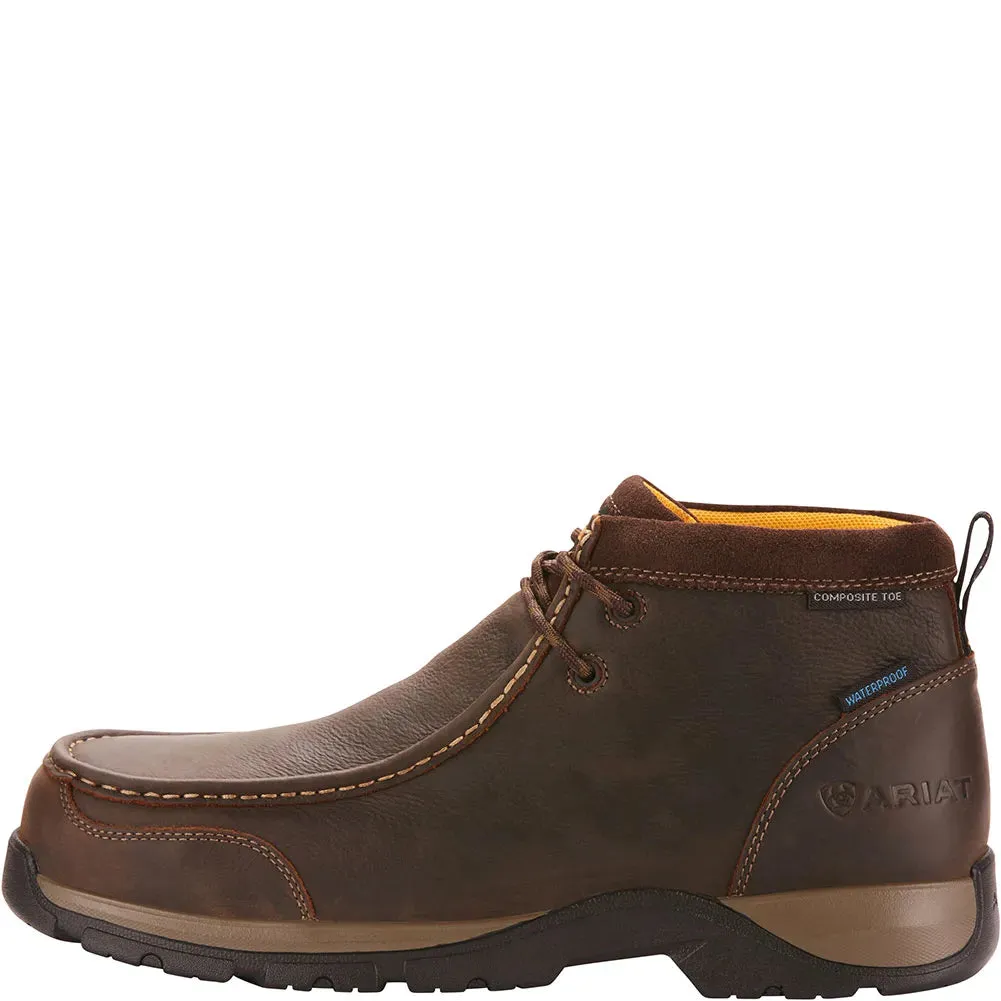 Ariat Men's Edge Moccasin Water Proof Safety Shoes - Dark Brown