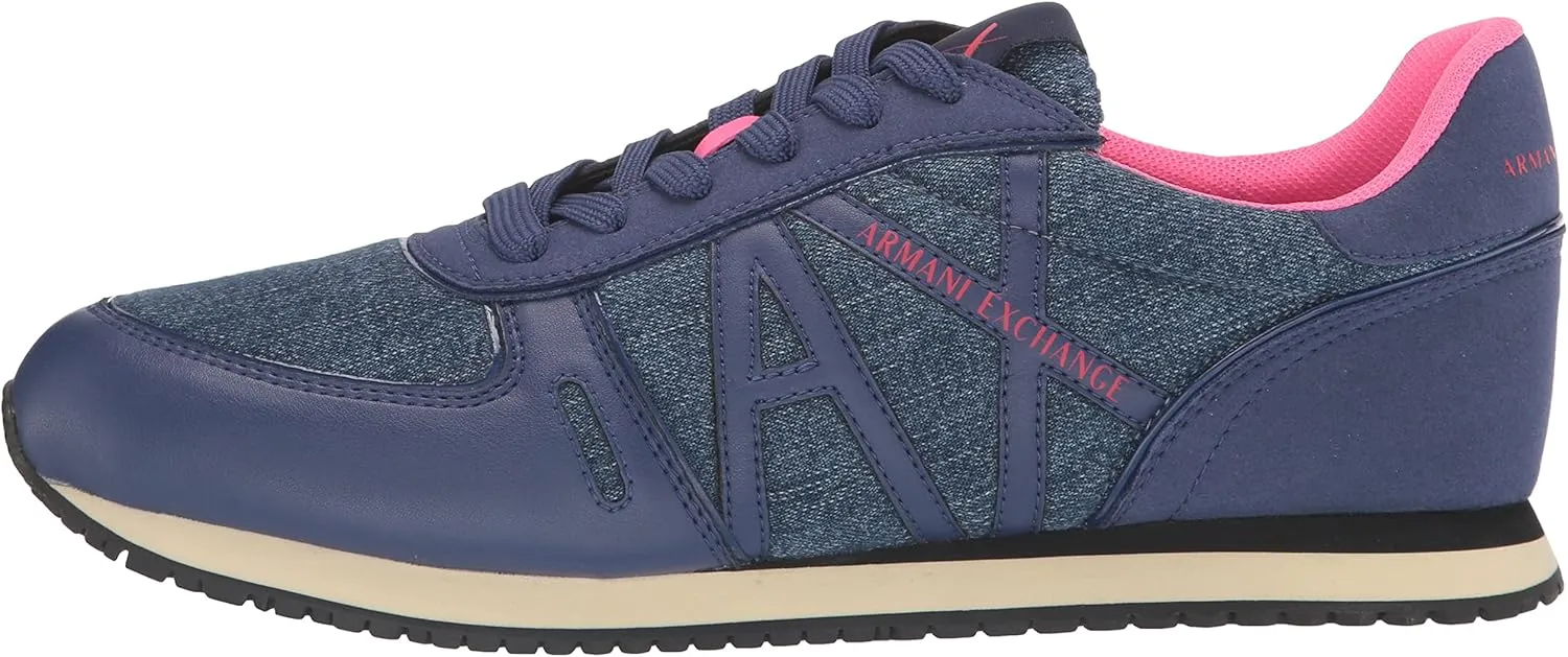 Armani Exchange Women's Texturized Suede & Mesh Logo Sneaker