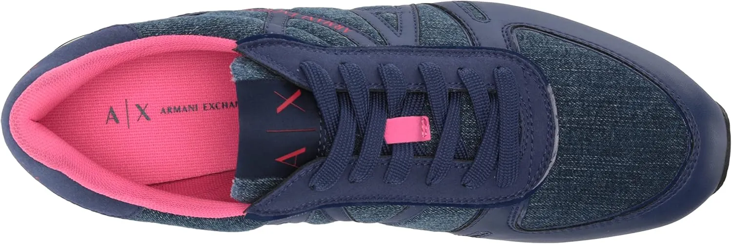 Armani Exchange Women's Texturized Suede & Mesh Logo Sneaker
