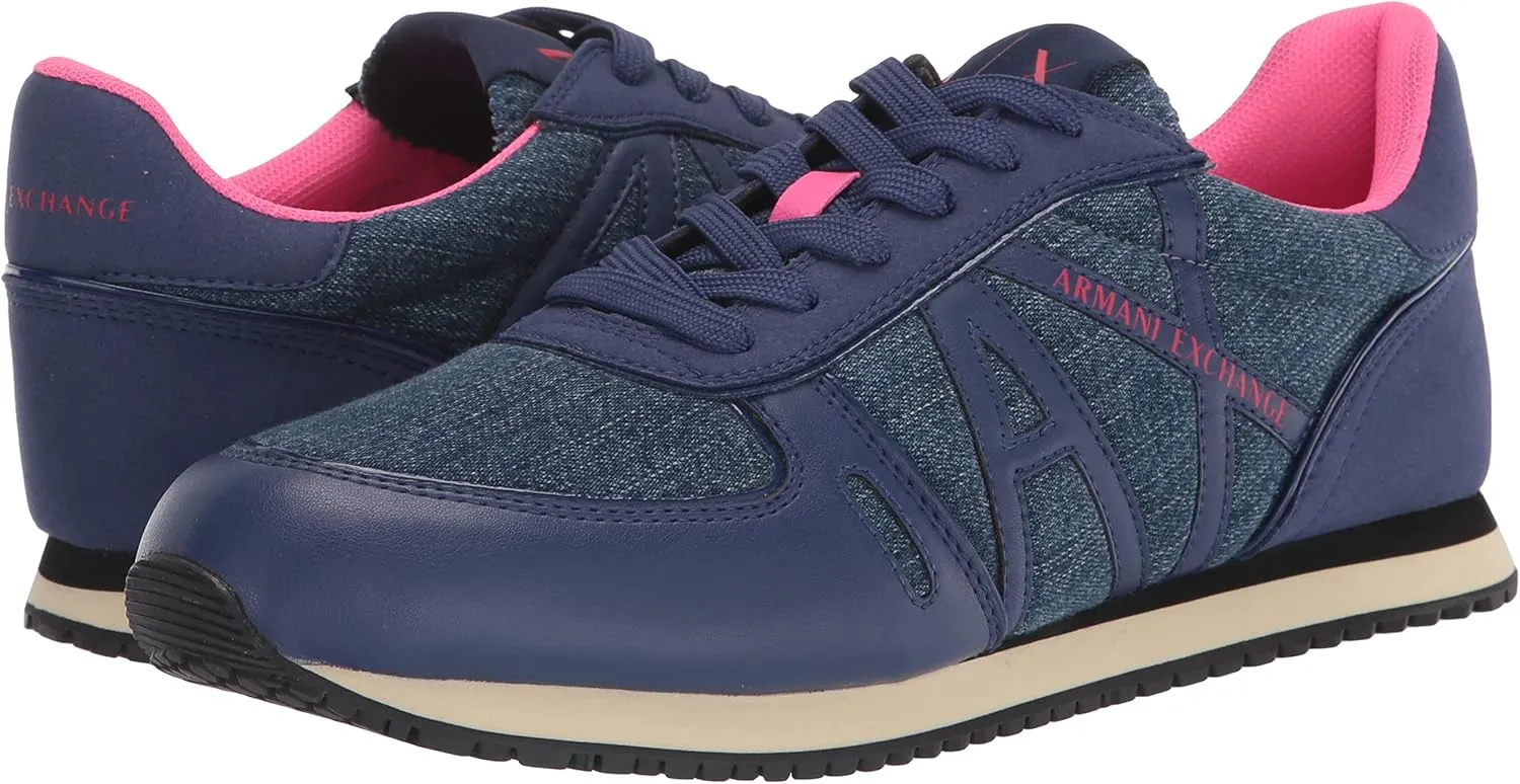 Armani Exchange Women's Texturized Suede & Mesh Logo Sneaker