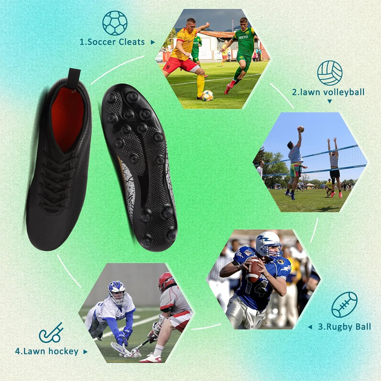 ASoftLand Soccer Cleats Mens Women Soccer Shoes for Big Boy AG/TF