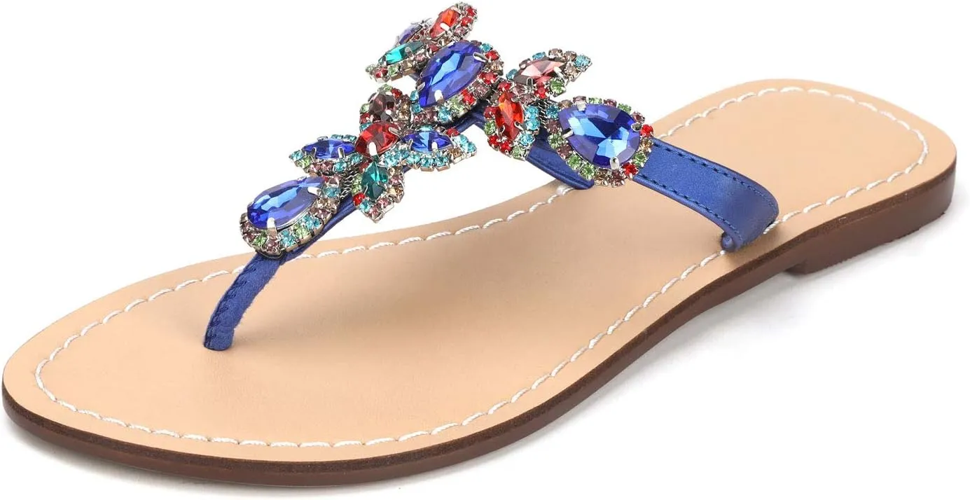 Available in 13 Colors,Rhinestone Sandals,Women's Flat Sandals,Flip Flop,Jeweled Sandals