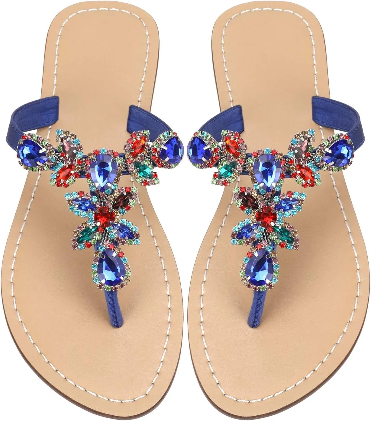 Available in 13 Colors,Rhinestone Sandals,Women's Flat Sandals,Flip Flop,Jeweled Sandals