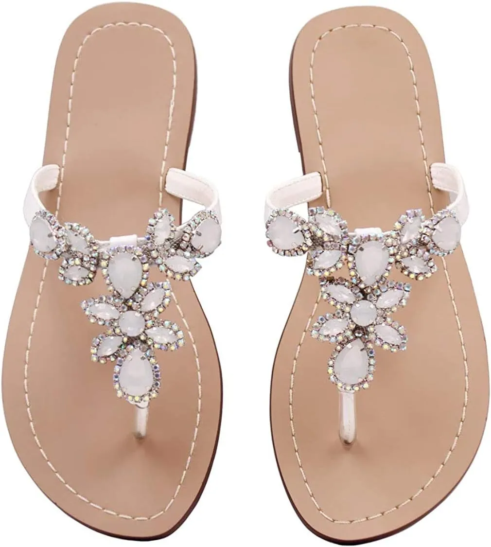 Available in 13 Colors,Rhinestone Sandals,Women's Flat Sandals,Flip Flop,Jeweled Sandals