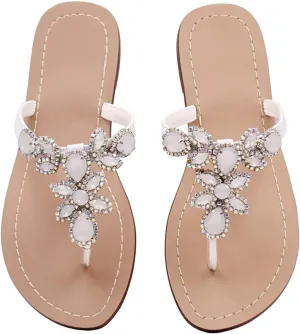Available in 13 Colors,Rhinestone Sandals,Women's Flat Sandals,Flip Flop,Jeweled Sandals