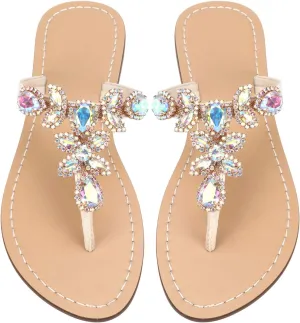 Available in 13 Colors,Rhinestone Sandals,Women's Flat Sandals,Flip Flop,Jeweled Sandals