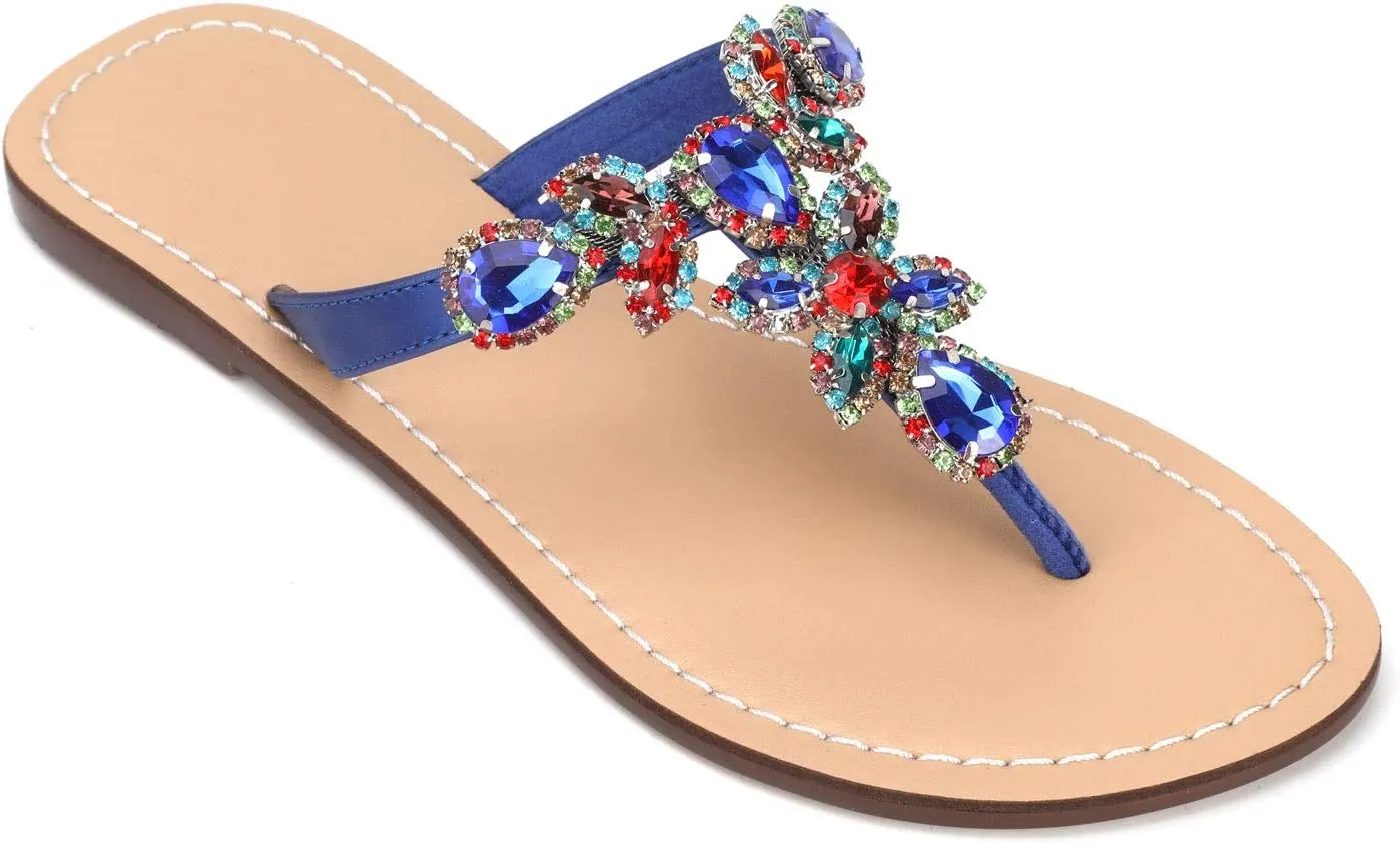 Available in 13 Colors,Rhinestone Sandals,Women's Flat Sandals,Flip Flop,Jeweled Sandals