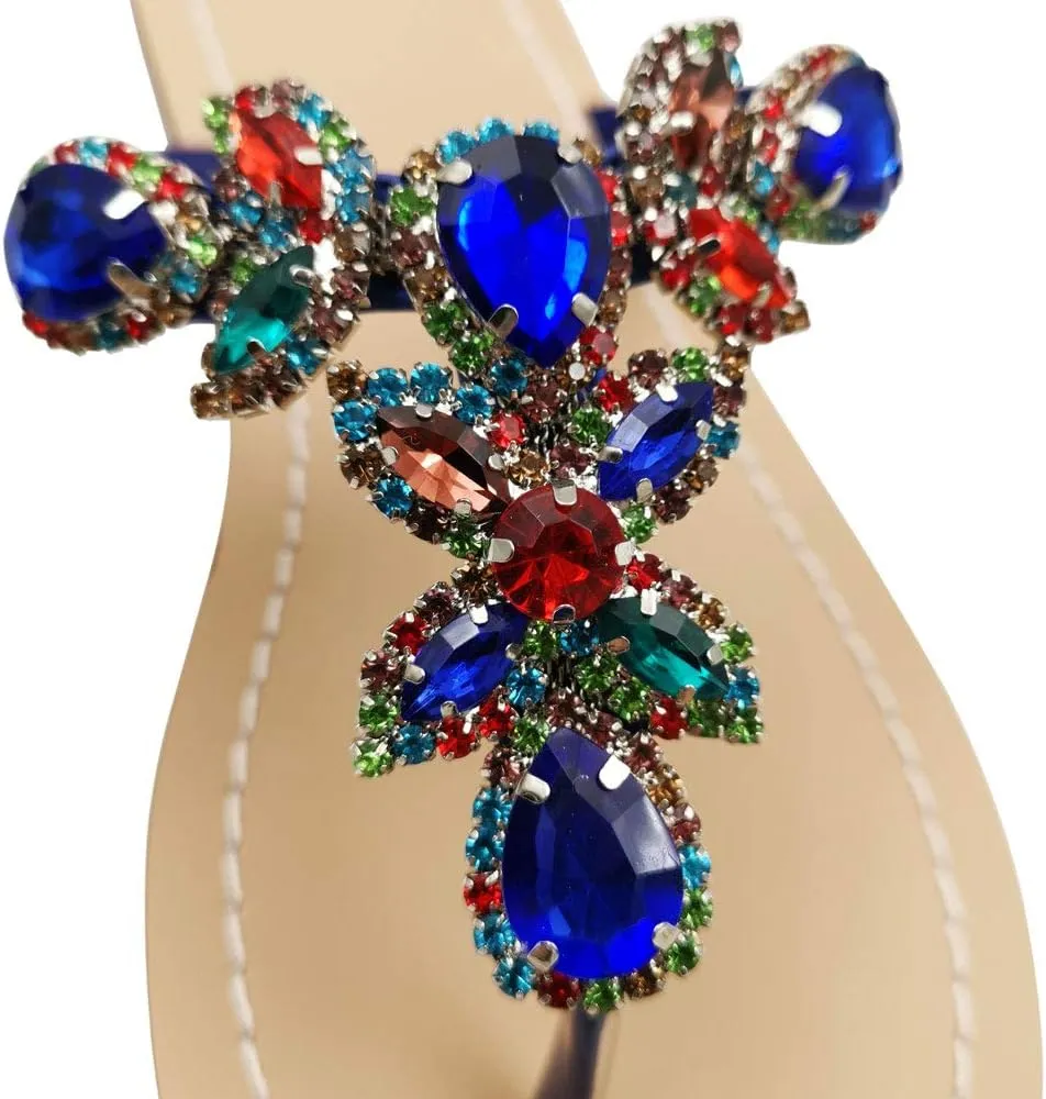 Available in 13 Colors,Rhinestone Sandals,Women's Flat Sandals,Flip Flop,Jeweled Sandals