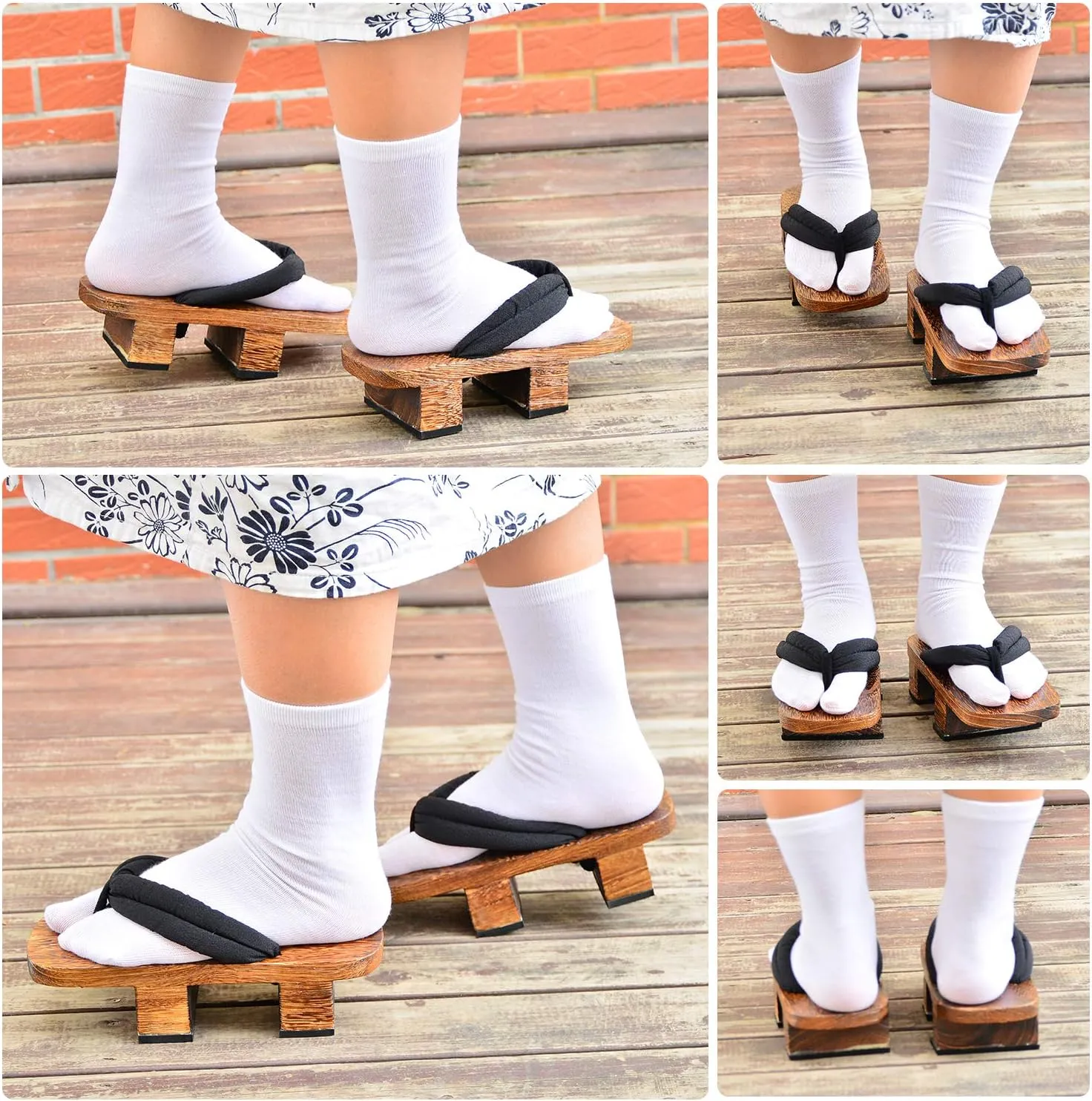 Azumasun Japanese Wooden Clogs with Tabi Socks For Men Women