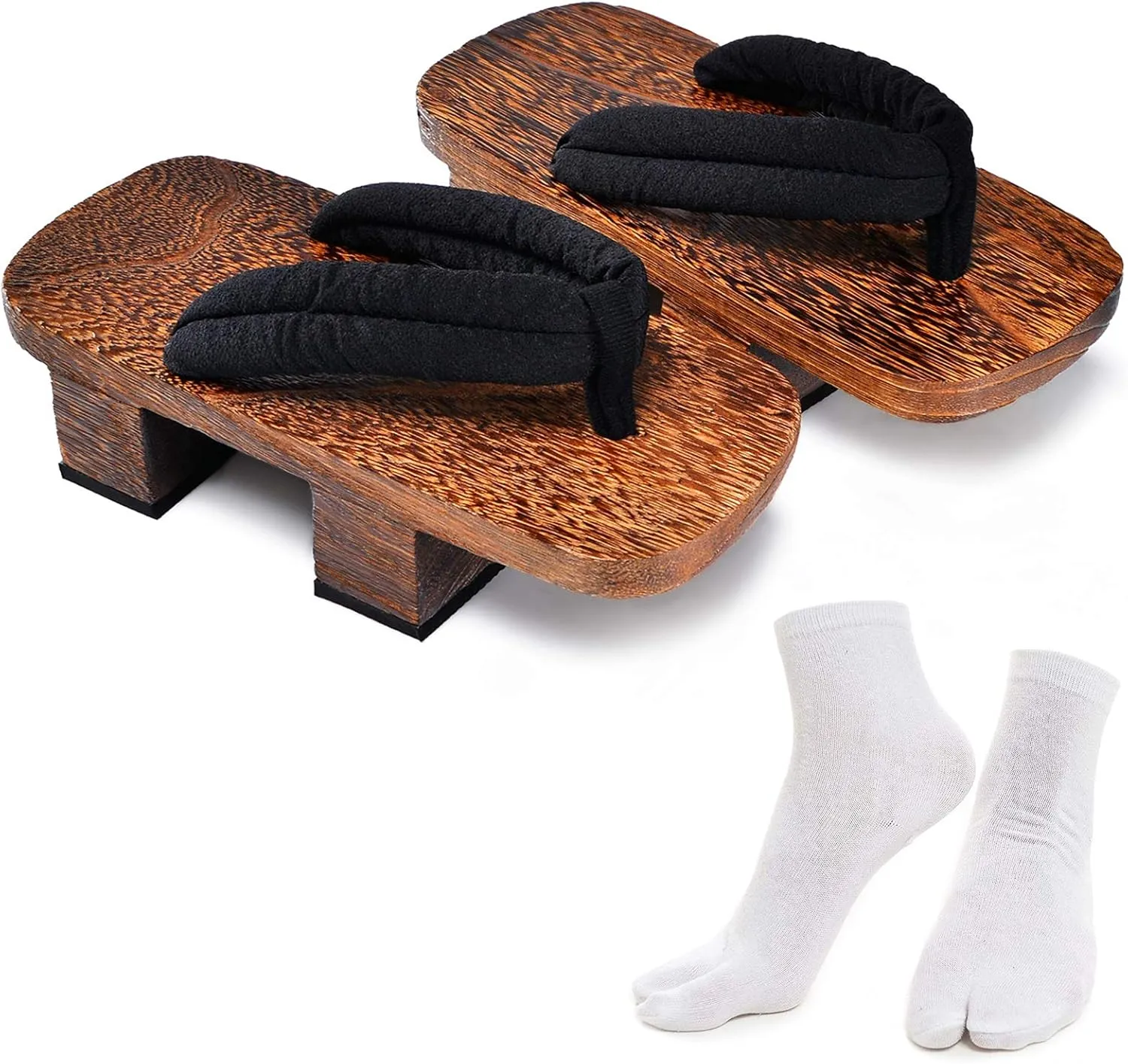 Azumasun Japanese Wooden Clogs with Tabi Socks For Men Women