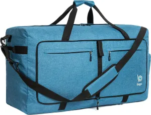 Bago Large Foldable Duffel Bags for Traveling Women & Men - 100L Packable Duffle Bag for Travel with Shoe Compartment - Water Repellant, Heavy Duty, Lightweight Folding & Collapsible (SnowBlue)