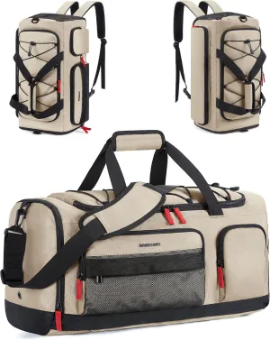 BAGSMART Gym Bag for Men&Women, 35L Sports Travel Duffel Bag with Shoe Laptop Compartment，Anti-Theft Carry On Weekender Bag for Airplane,Workout Overnight Backpack for Hiking,Khaki