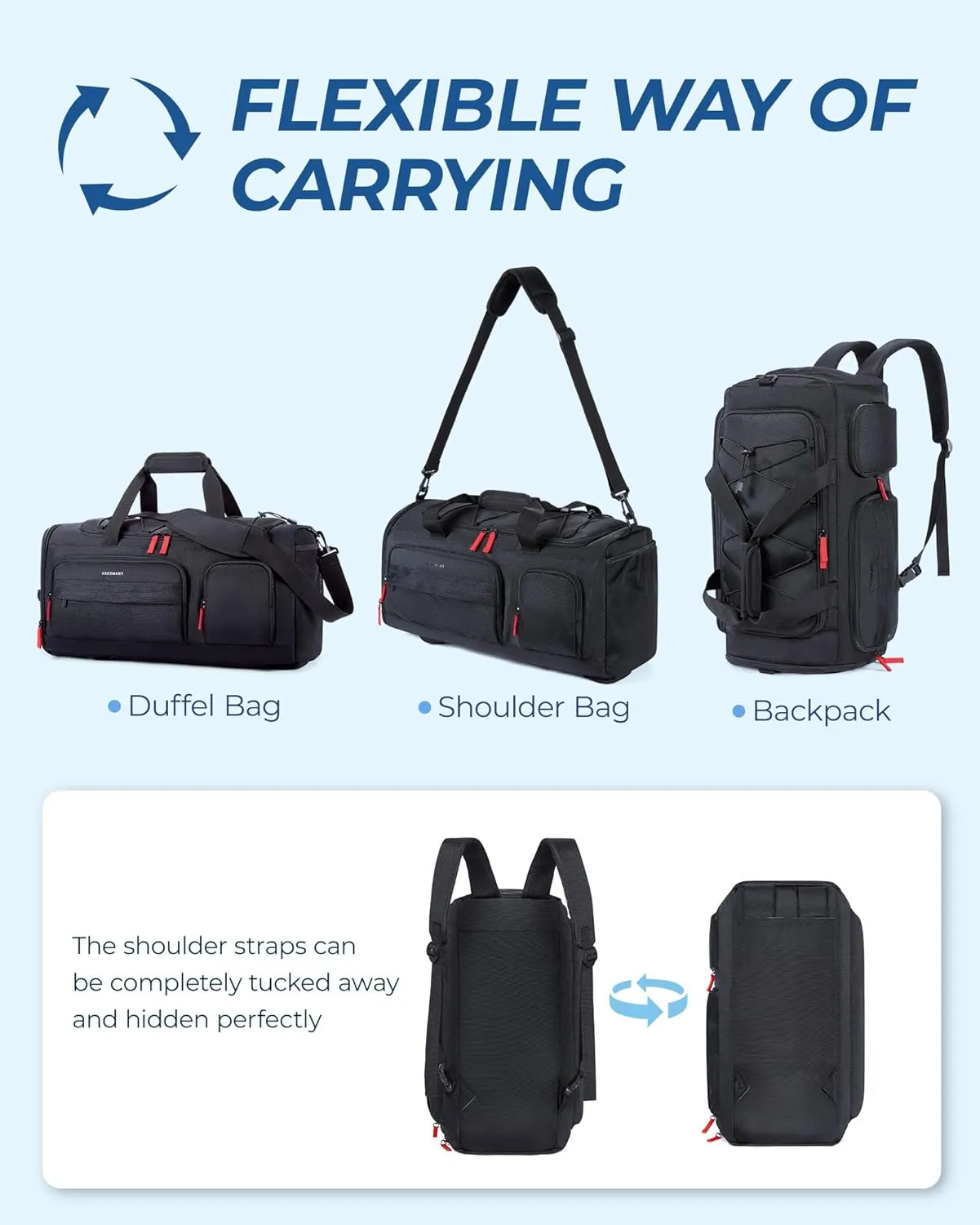 BAGSMART Gym Bag for Men&Women, 35L Sports Travel Duffel Bag with Shoe Laptop Compartment，Anti-Theft Carry On Weekender Bag for Airplane,Workout Overnight Backpack for Hiking,Khaki