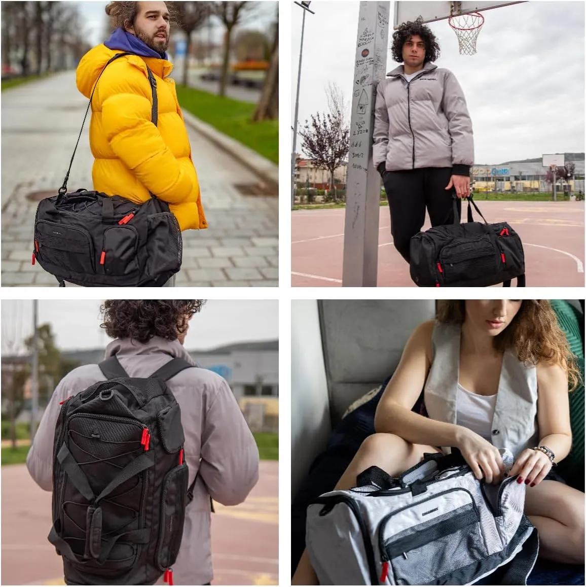 BAGSMART Gym Bag for Women & Men, 35L Sports Travel Duffel Bag with Shoe Compartment，Anti-Theft Carry On Weekender Bag for Airplane, Water Resistant Workout Overnight Backpack for Travel Gym,Grey