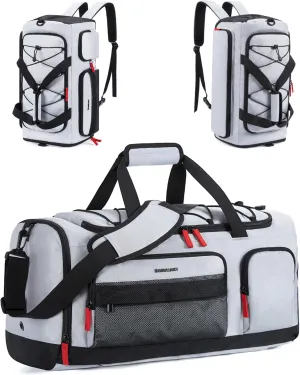 BAGSMART Gym Bag for Women & Men, 35L Sports Travel Duffel Bag with Shoe Compartment，Anti-Theft Carry On Weekender Bag for Airplane, Water Resistant Workout Overnight Backpack for Travel Gym,Grey