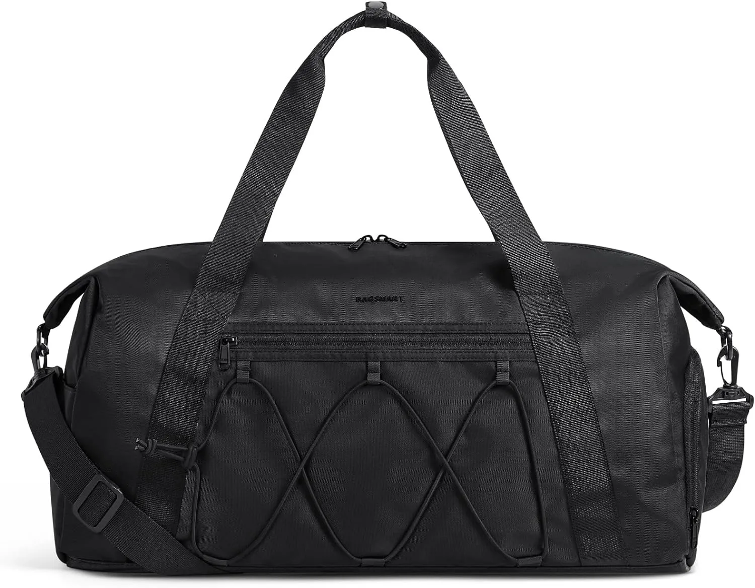 BAGSMART Gym Bag With Shoe Compartment & Wet Pocket, Lightweight Sports Travel Duffel Bag, Carry On Bag Weekender Overnight Bag, Water Resistant Sports Gym Tote Bags Swimming Yoga, Black