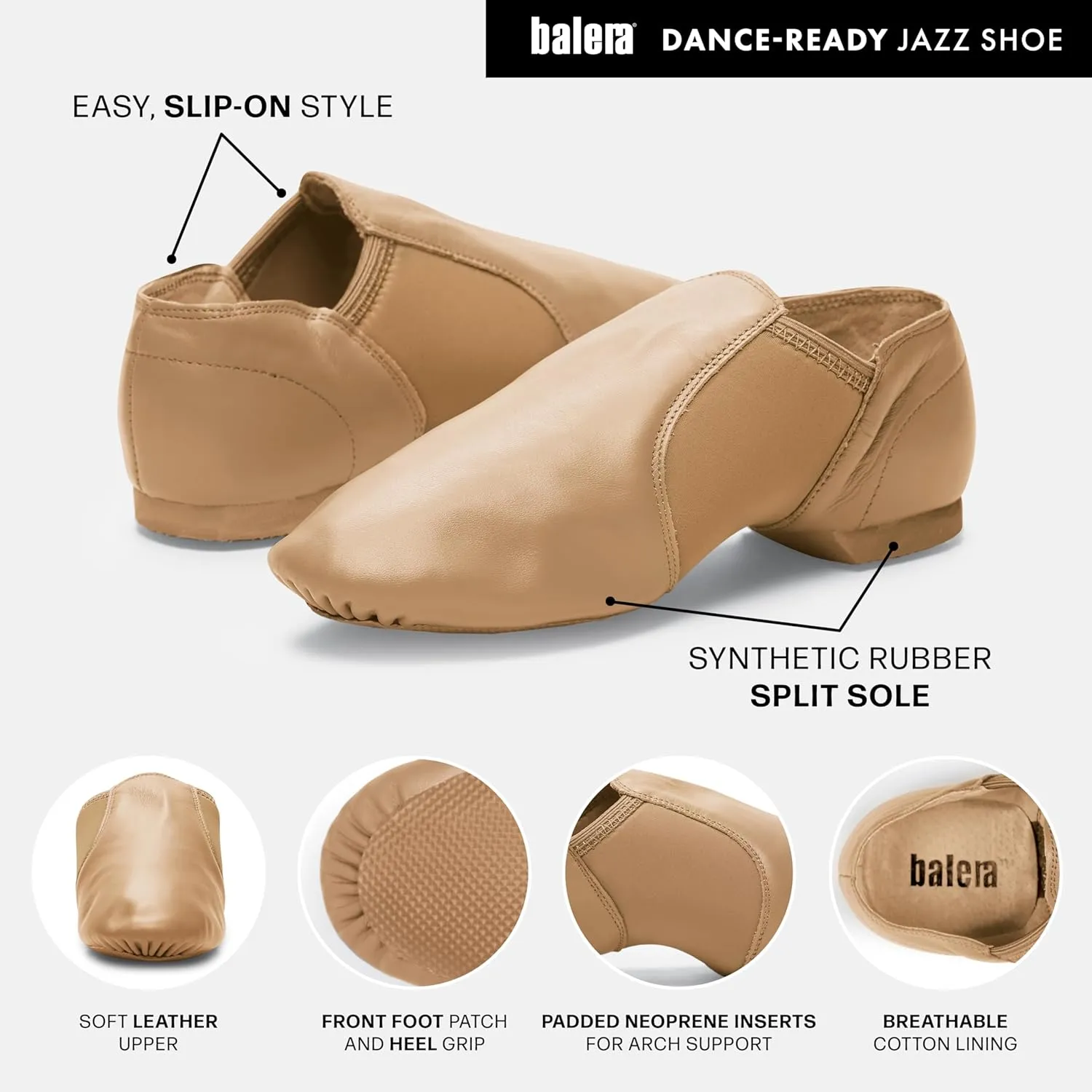 Balera Slip-On Jazz Shoe for Girls & Women Perfect for Dance