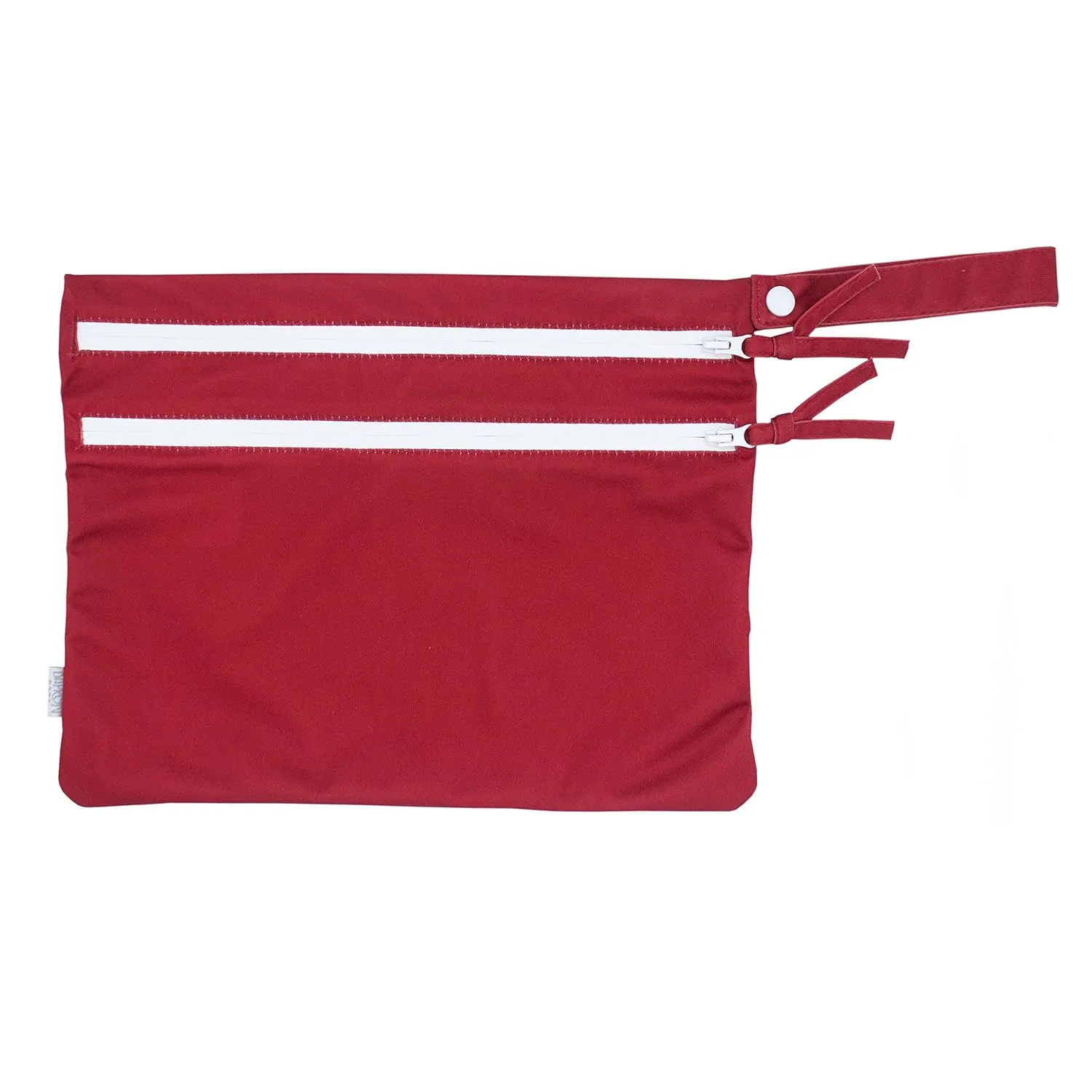 BapronBaby Minimalist Cranberry Wet Dry Bag - Waterproof Two Zipper Pockets - Reusable for Mealtime, Diapers, Stroller, Snacks, Swimsuits - Machine Washable - 11" x 9"