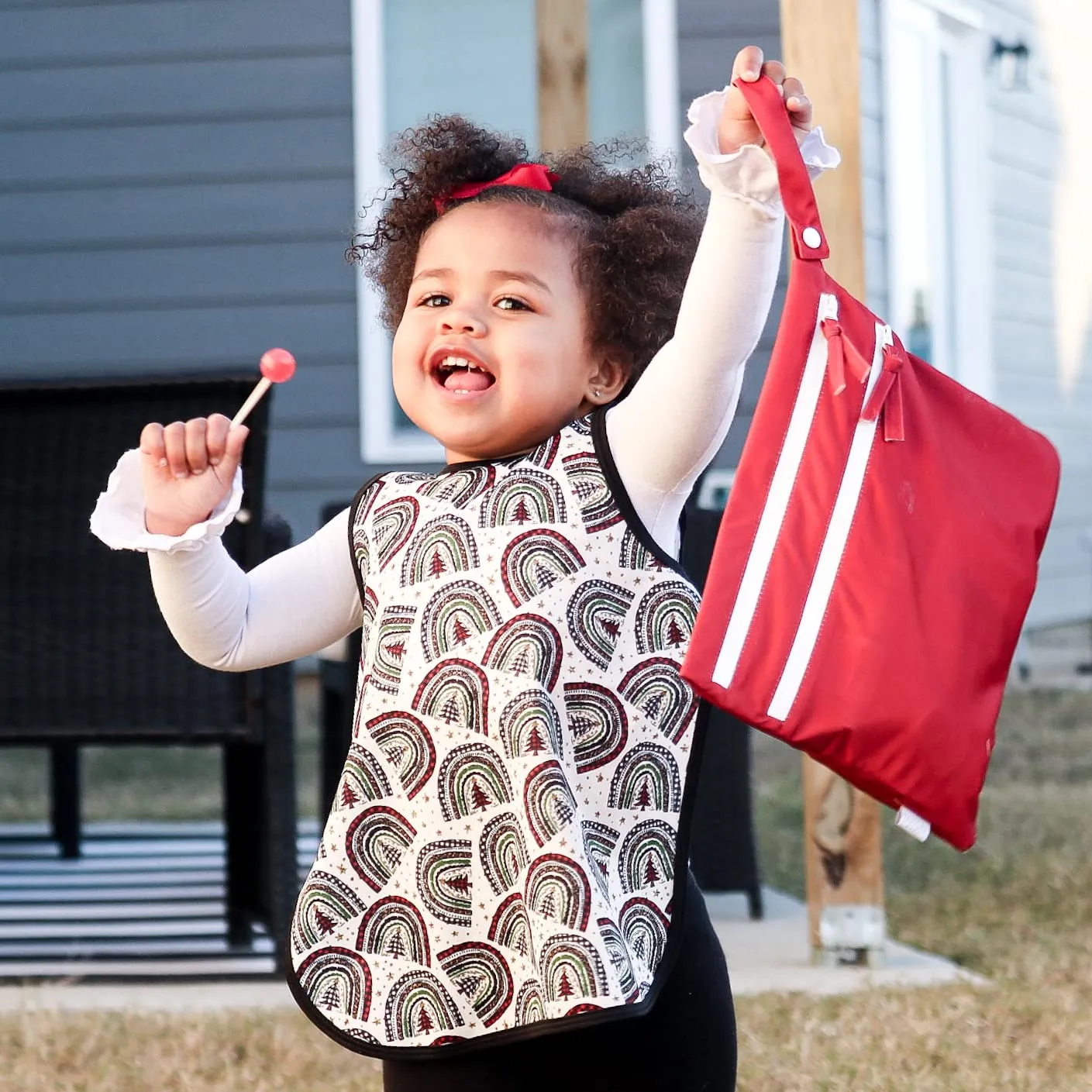 BapronBaby Minimalist Cranberry Wet Dry Bag - Waterproof Two Zipper Pockets - Reusable for Mealtime, Diapers, Stroller, Snacks, Swimsuits - Machine Washable - 11" x 9"
