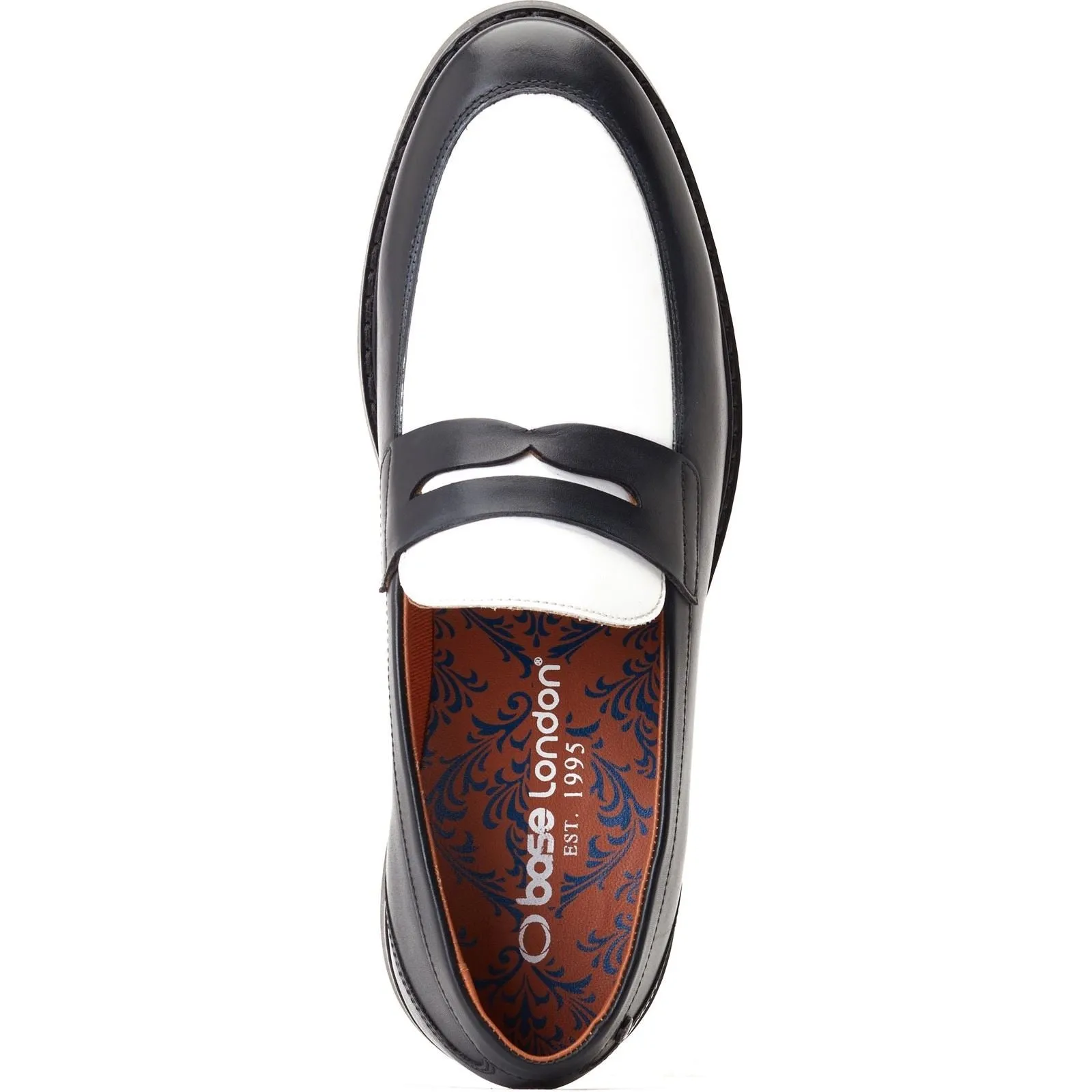 Base London Men's Sid Penny Loafer in Black/White