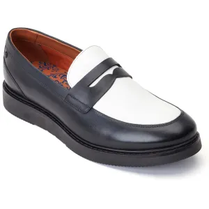Base London Men's Sid Penny Loafer in Black/White