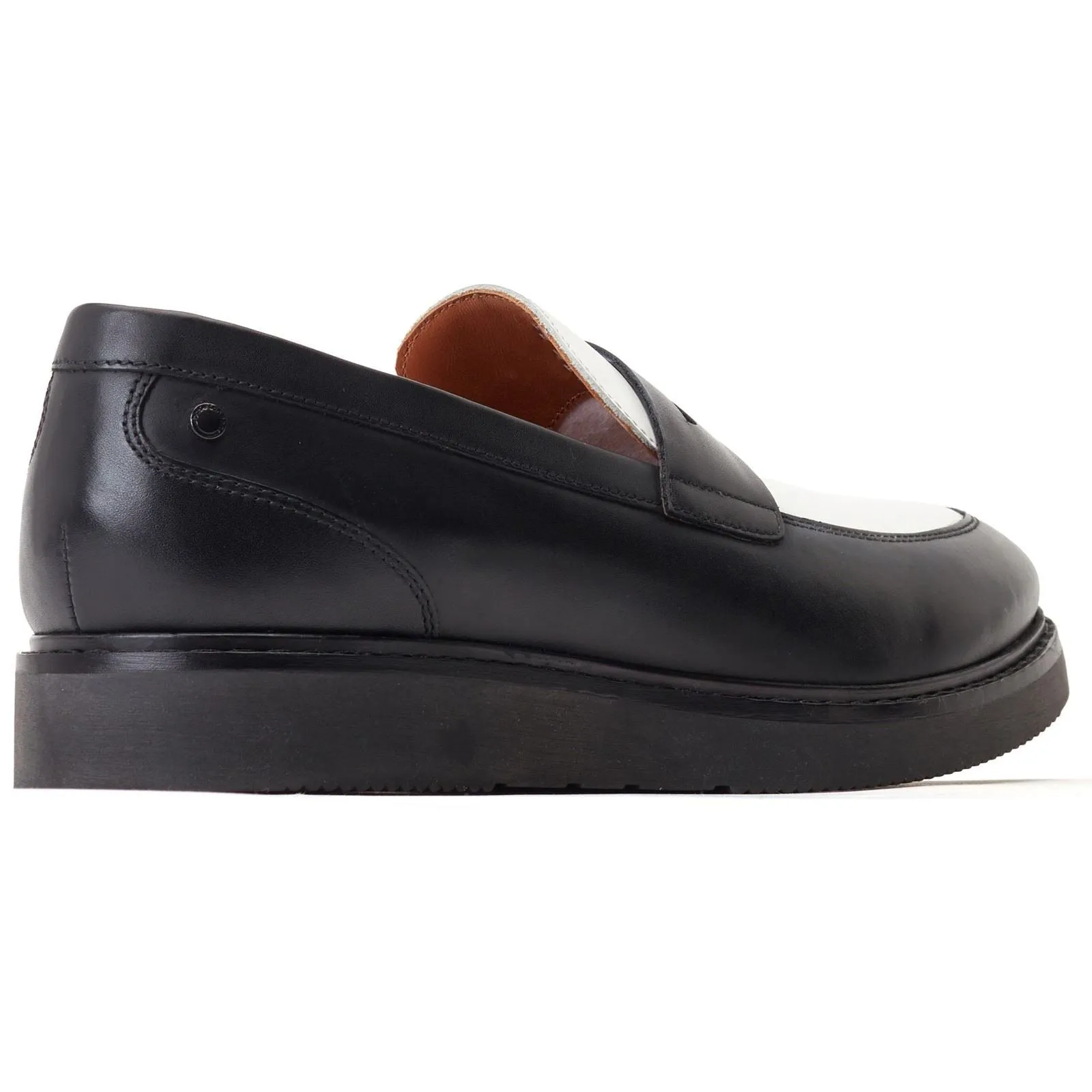 Base London Men's Sid Penny Loafer in Black/White