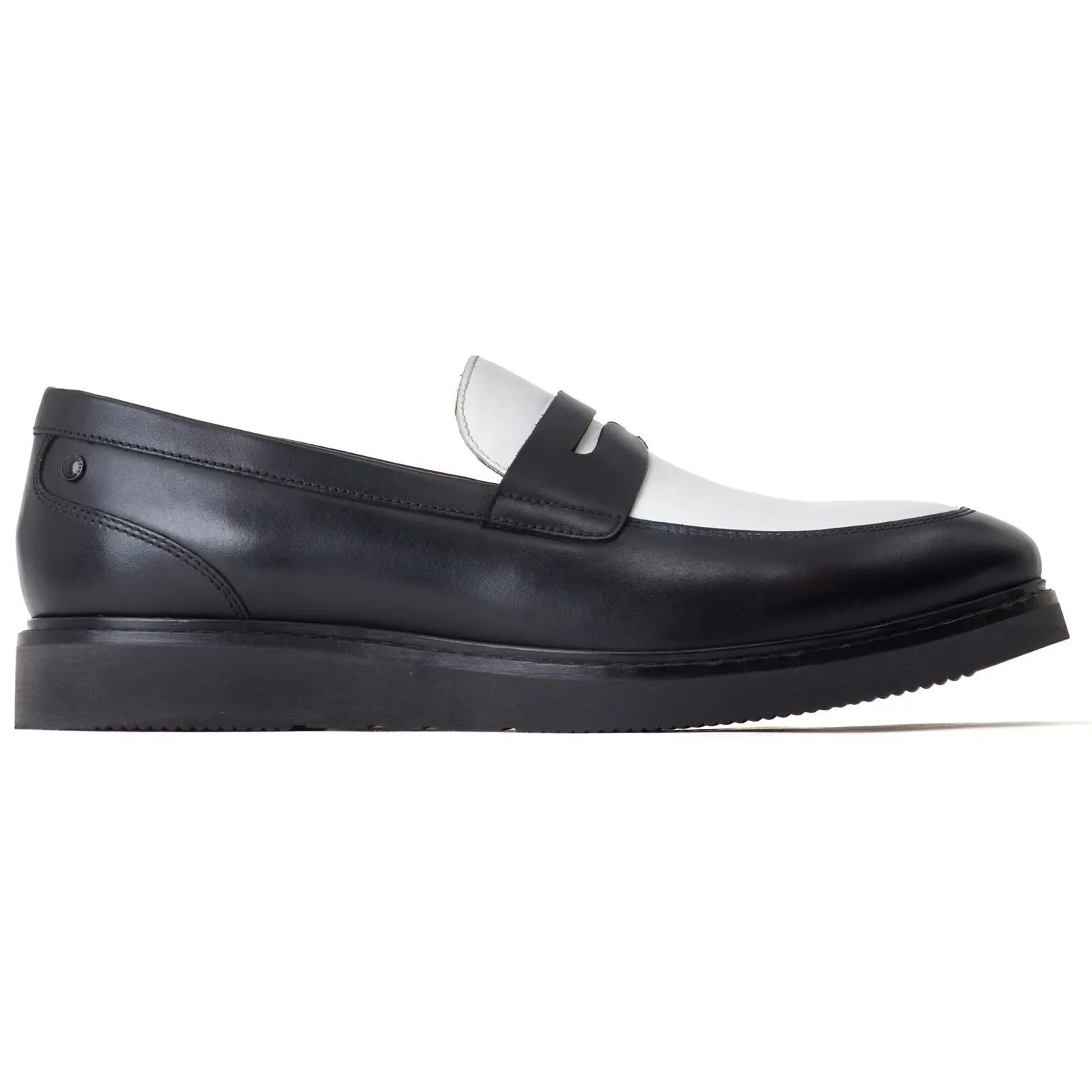 Base London Men's Sid Penny Loafer in Black/White