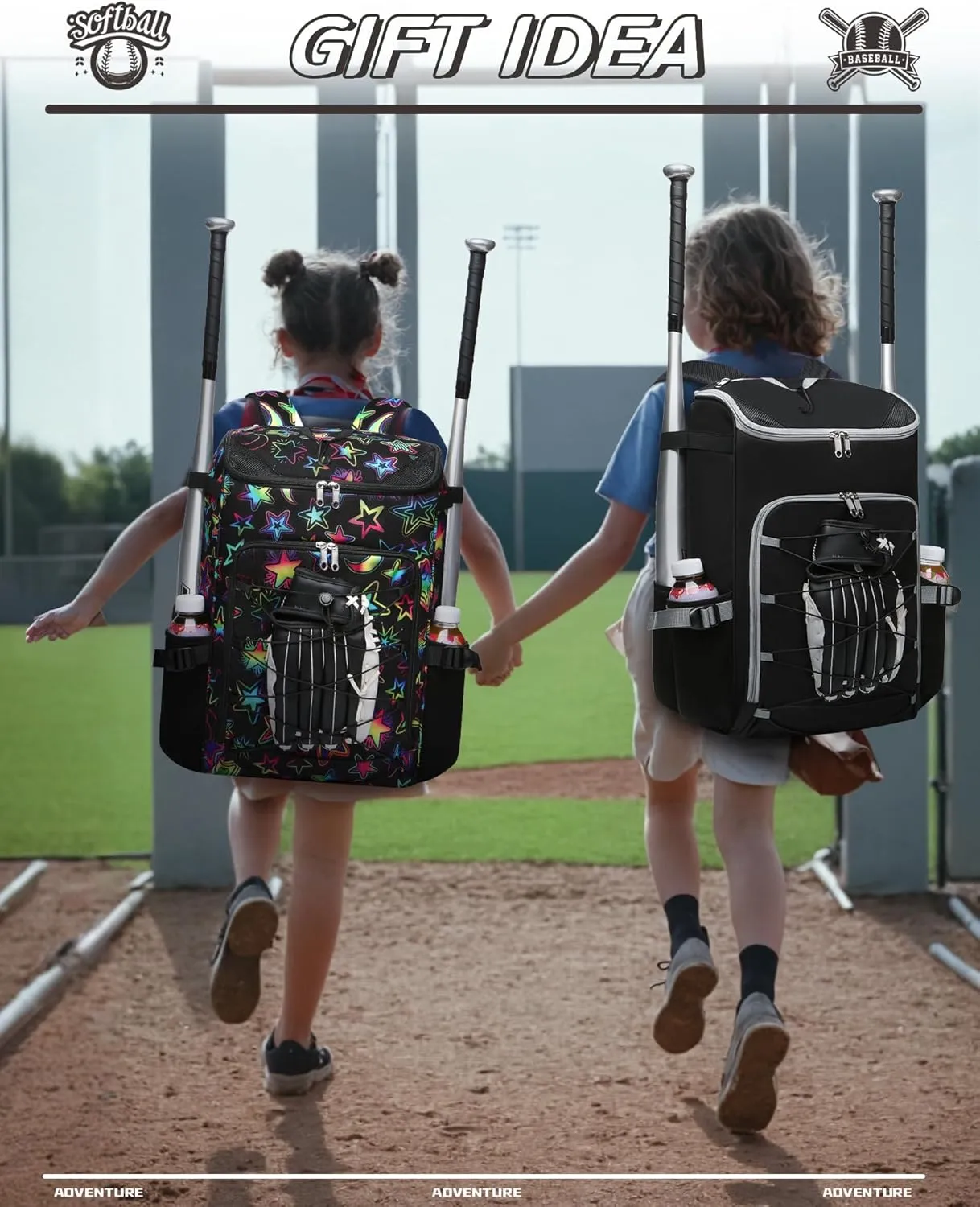 Baseball Softball Gear Bag Backpack for Boys Girls Ages 6-8 8-12 12-14 Large Kids T-Ball Bat Bags with Ventilated Shoe Compartment Baseball Softball Players Stuff Supplies