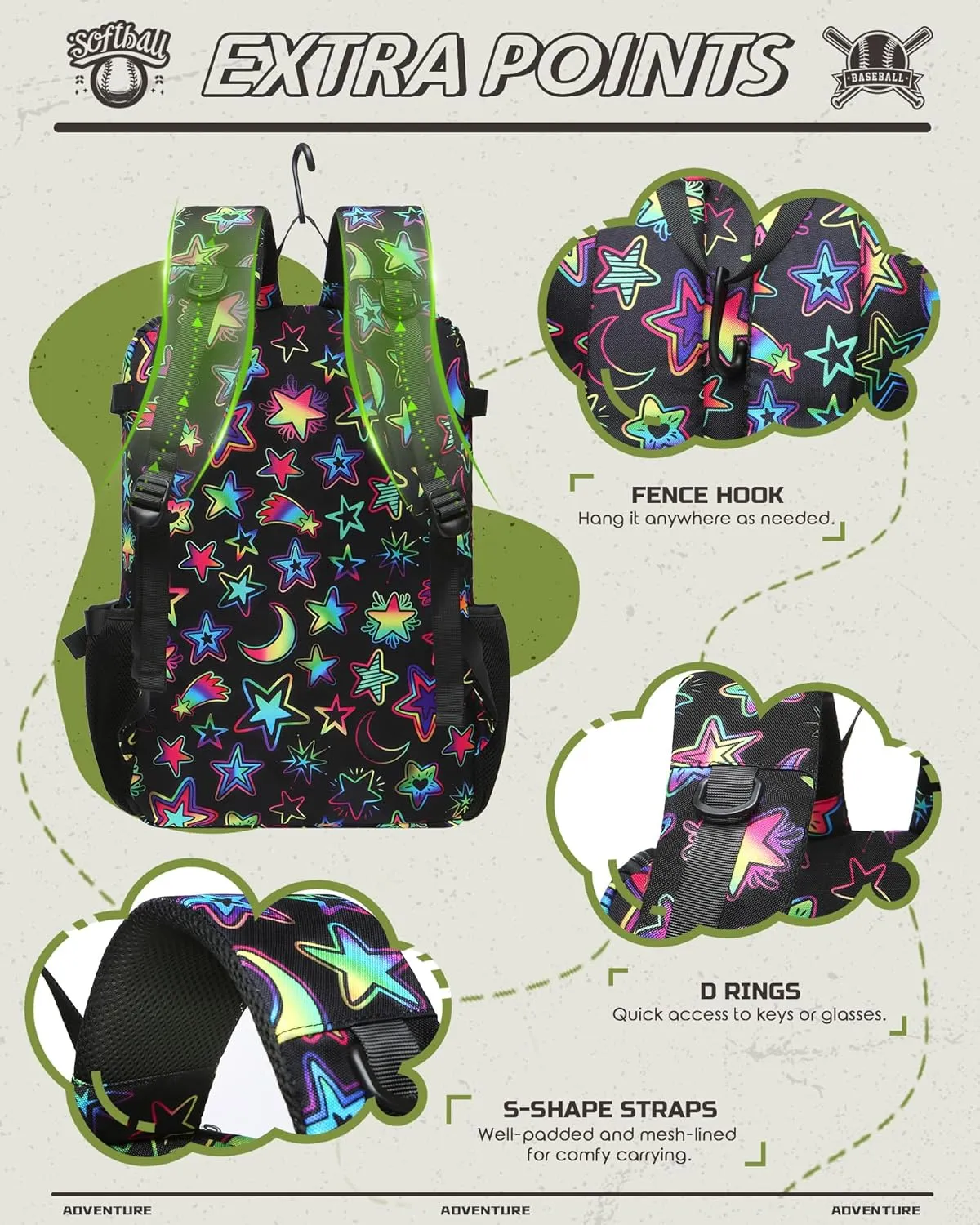 Baseball Softball Gear Bag Backpack for Boys Girls Ages 6-8 8-12 12-14 Large Kids T-Ball Bat Bags with Ventilated Shoe Compartment Baseball Softball Players Stuff Supplies