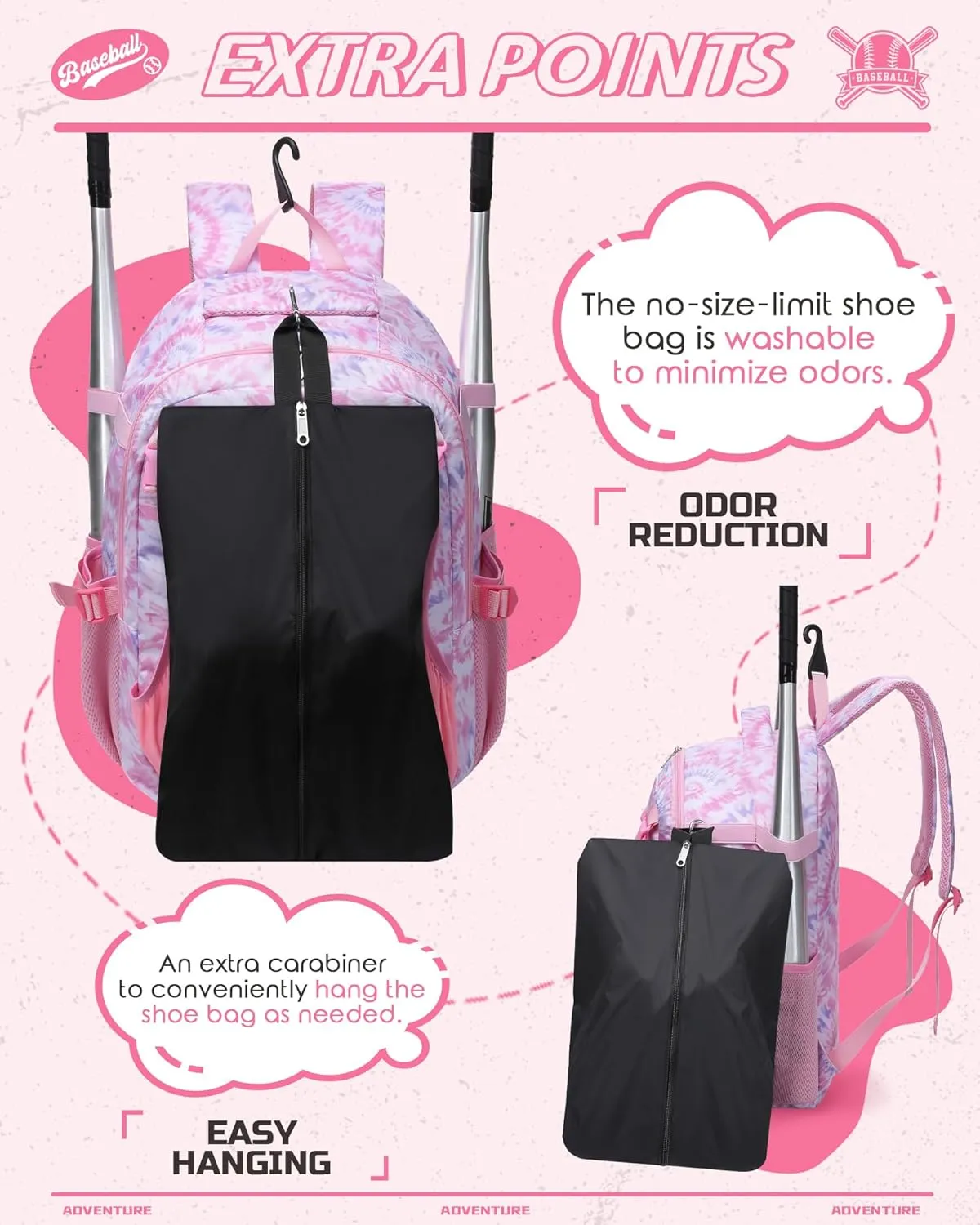 Baseball Softball Tball Backpack for Kids Boys Girls 5-8 8-12 12-14 Large Youth Bat Bag for Game Gear Storage Baseball Softball Equipment Back Pack with Separate Shoe Bag