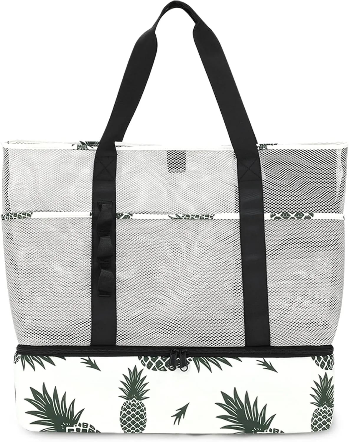 Beach Bag with Cooler,Mesh Beach Bags for Women Sandproof for Pool and Swimming Travel Daily with Durable 8 Pocket