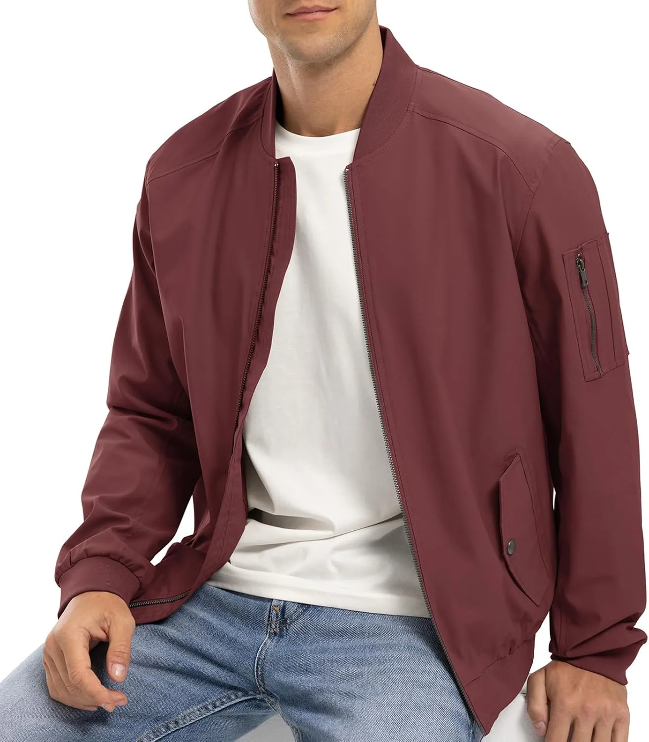 BGOWATU Men's Bomber Jacket Lightweight Windbreaker Jacket for Men Casual Fall Coat