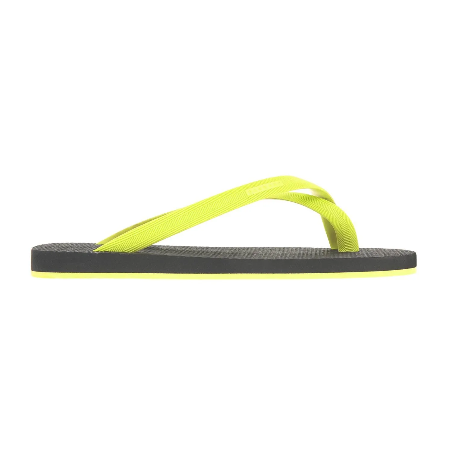 BICOLORED CROSS TOE FLIP-FLOP, BLACK WITH LEMON