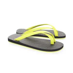 BICOLORED CROSS TOE FLIP-FLOP, BLACK WITH LEMON