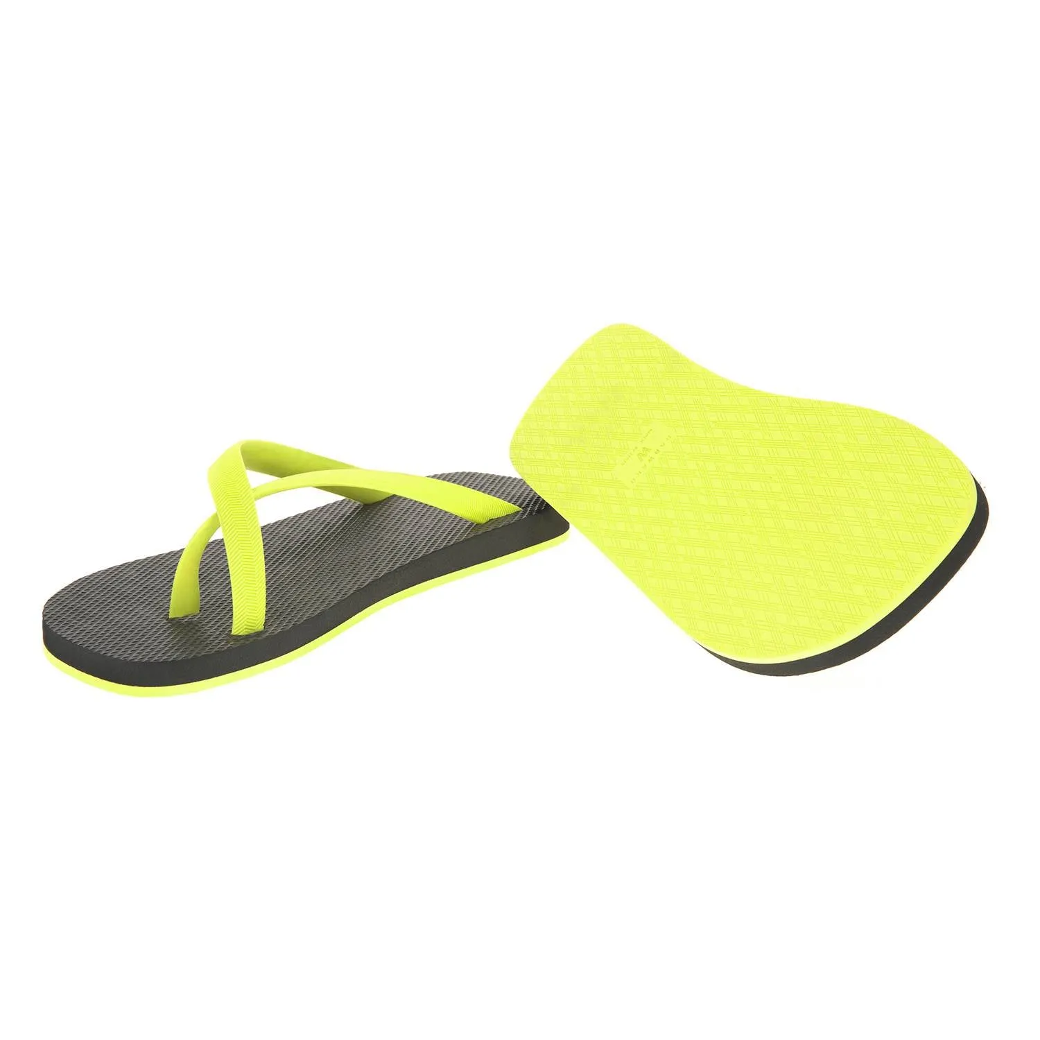 BICOLORED CROSS TOE FLIP-FLOP, BLACK WITH LEMON