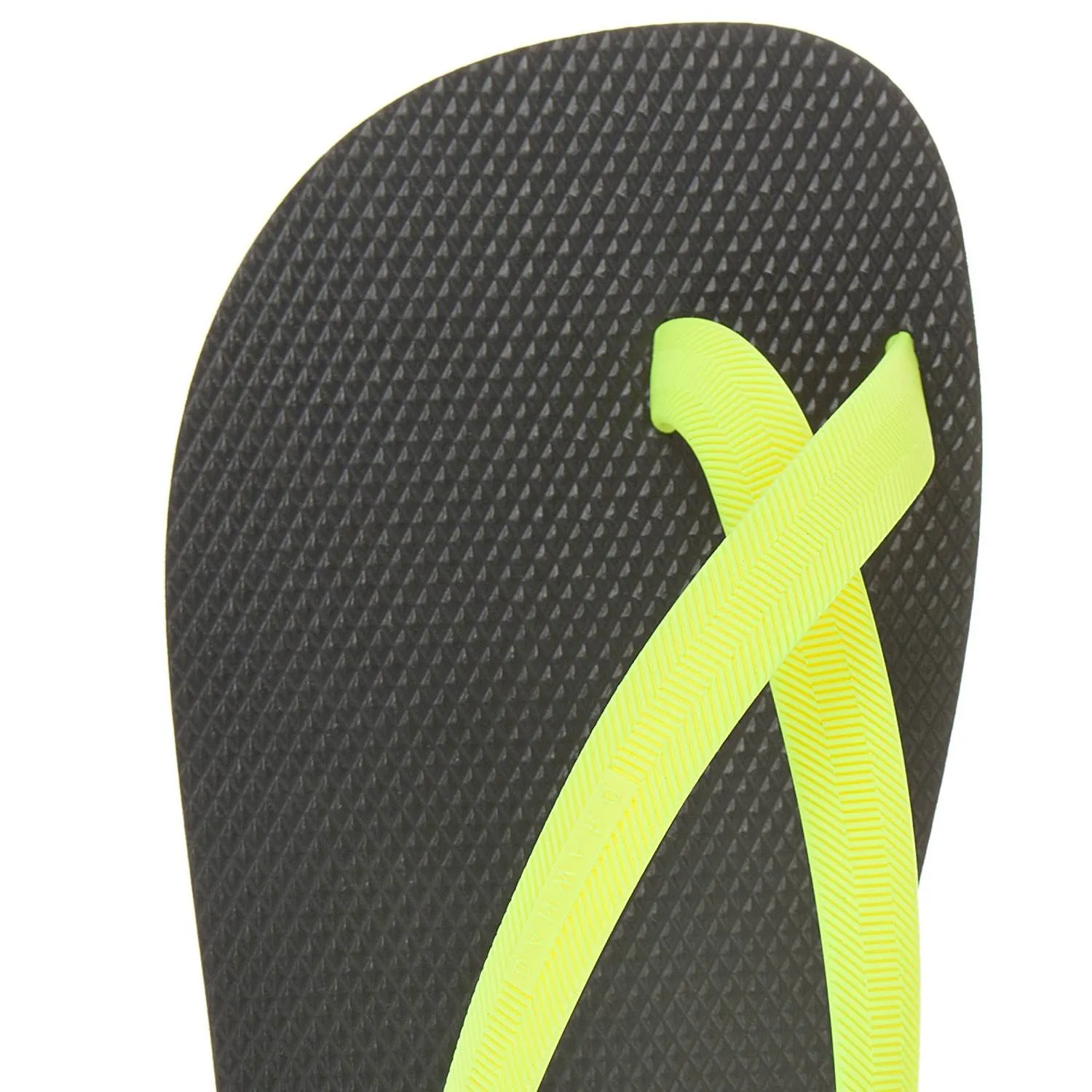 BICOLORED CROSS TOE FLIP-FLOP, BLACK WITH LEMON