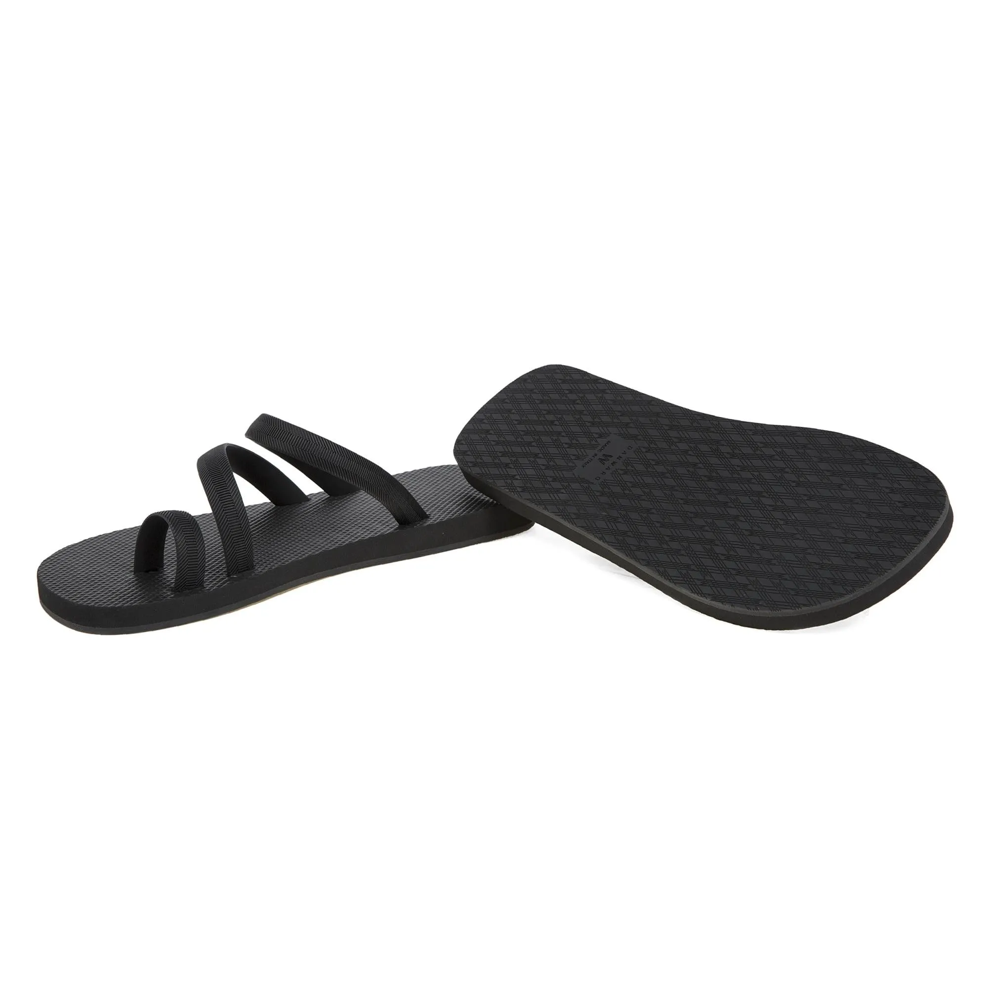BLACK BICOLORED FLIP-FLOP WITH ASYMMETRIC CAGED UPPER