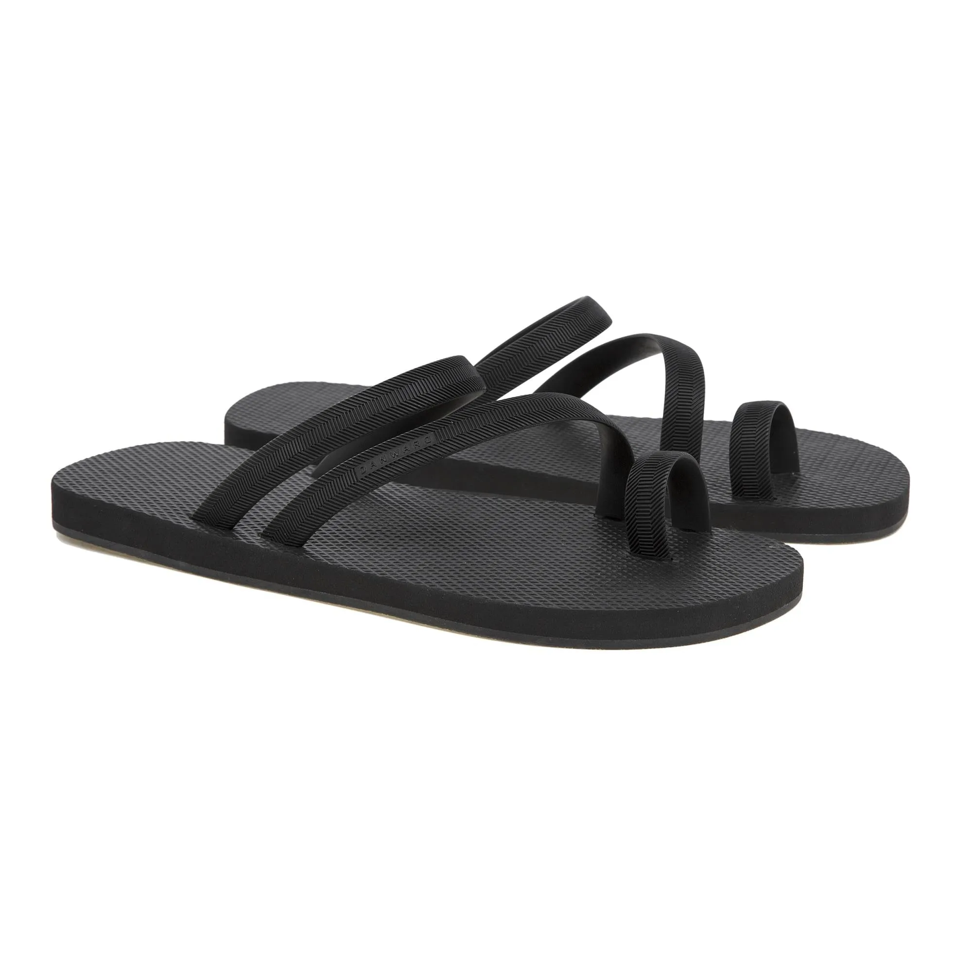 BLACK BICOLORED FLIP-FLOP WITH ASYMMETRIC CAGED UPPER