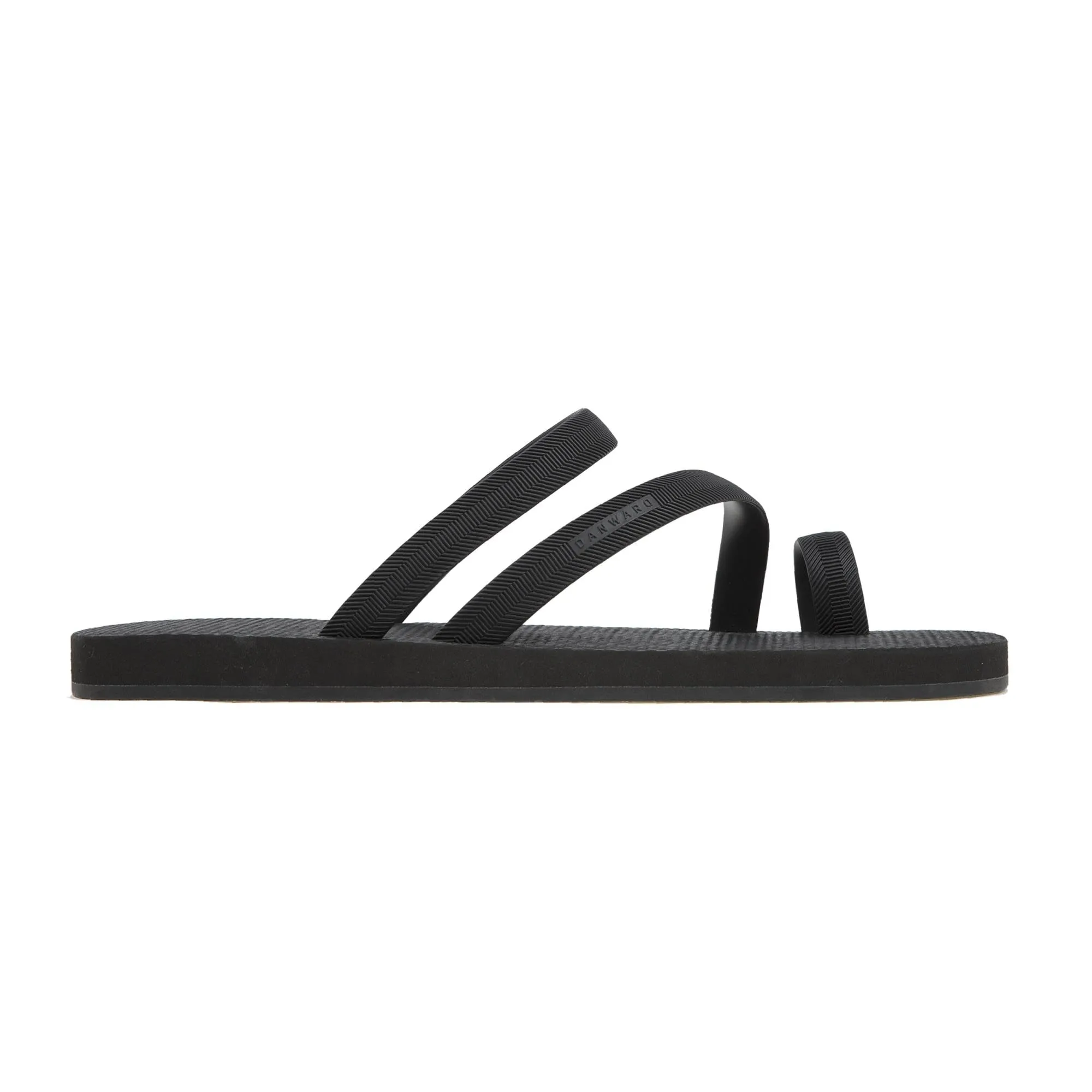 BLACK  FLIP-FLOP WITH ASYMMETRIC CAGED UPPER