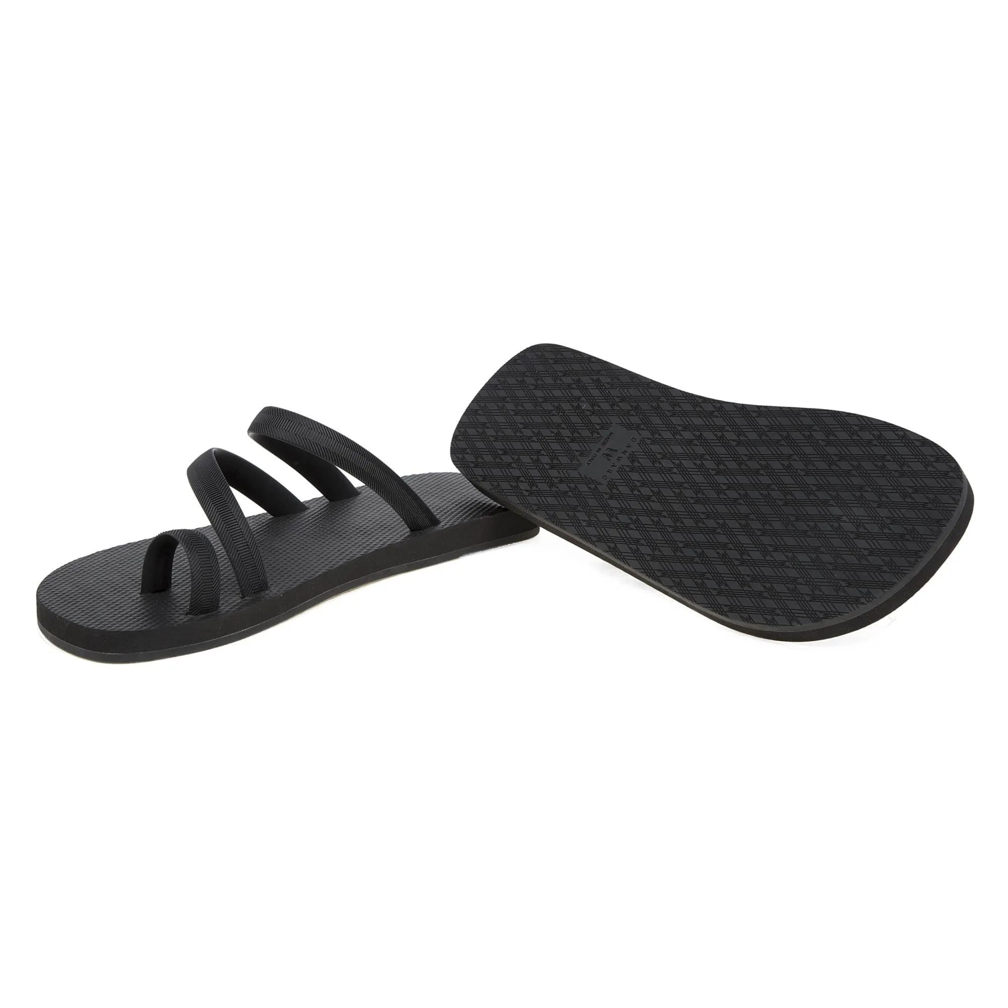 BLACK  FLIP-FLOP WITH ASYMMETRIC CAGED UPPER