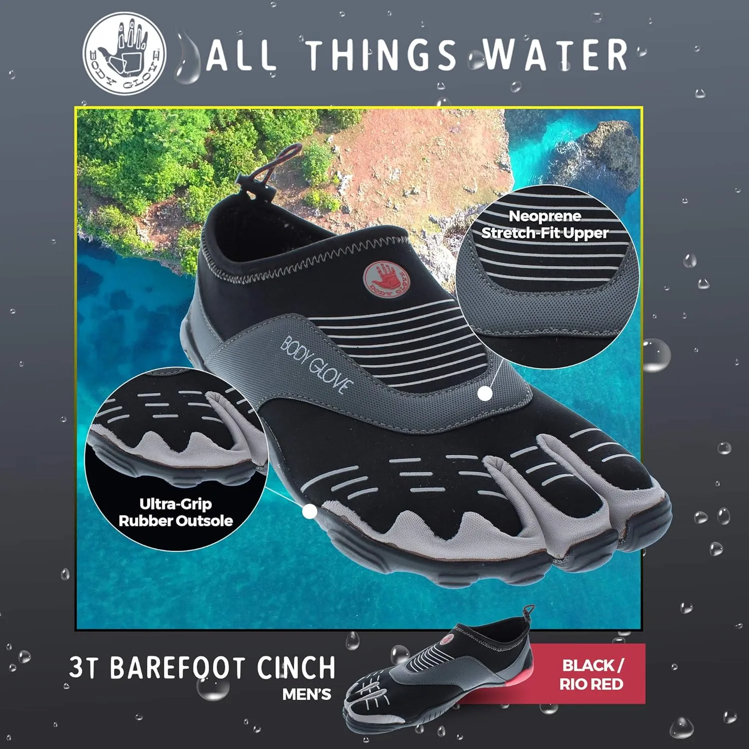 Body Glove Men's 3T Barefoot Cinch Water Shoe